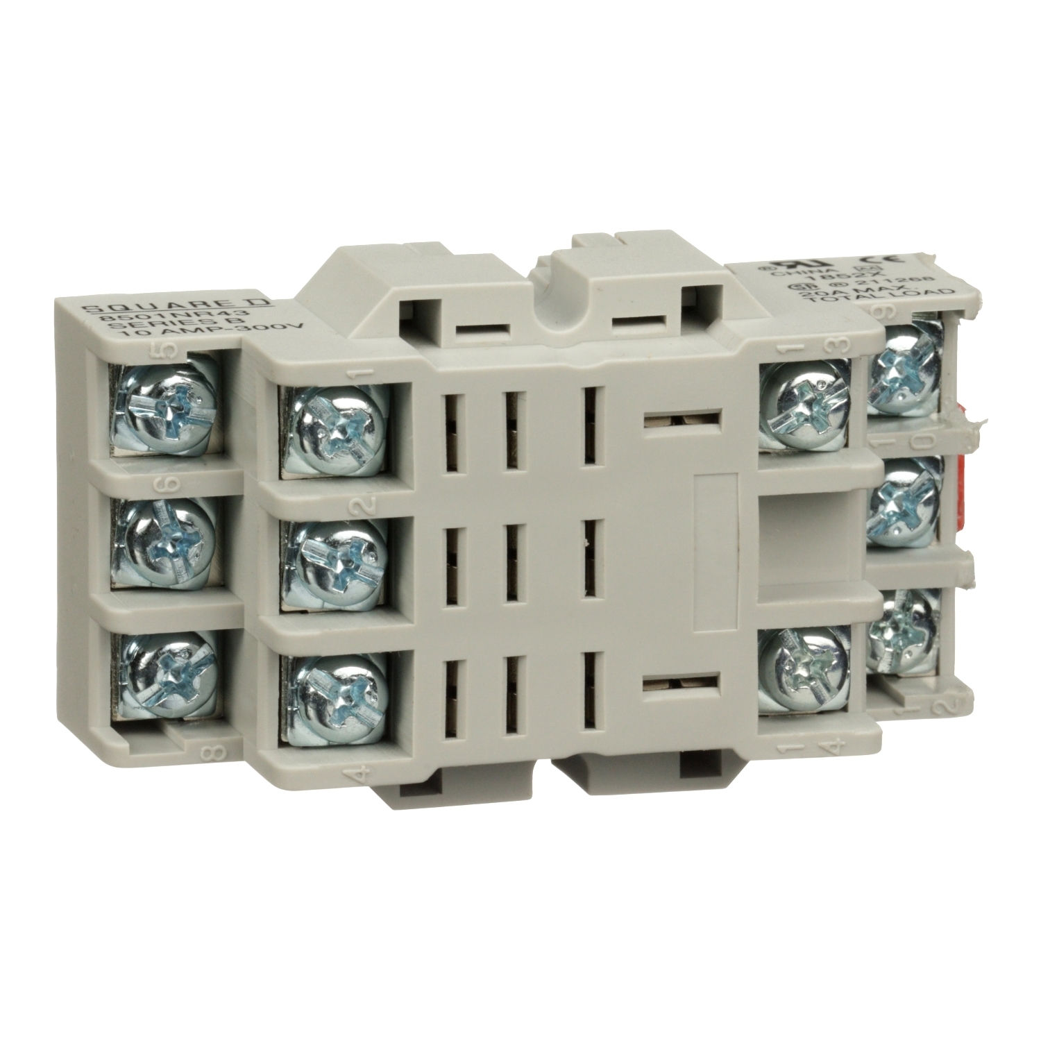 8501NR43 Type R Double Tier Relay Socket, 300 V AC, 10 A, For Use With Class 8501 Series Miniature Plug-In Relay, 11 Pin