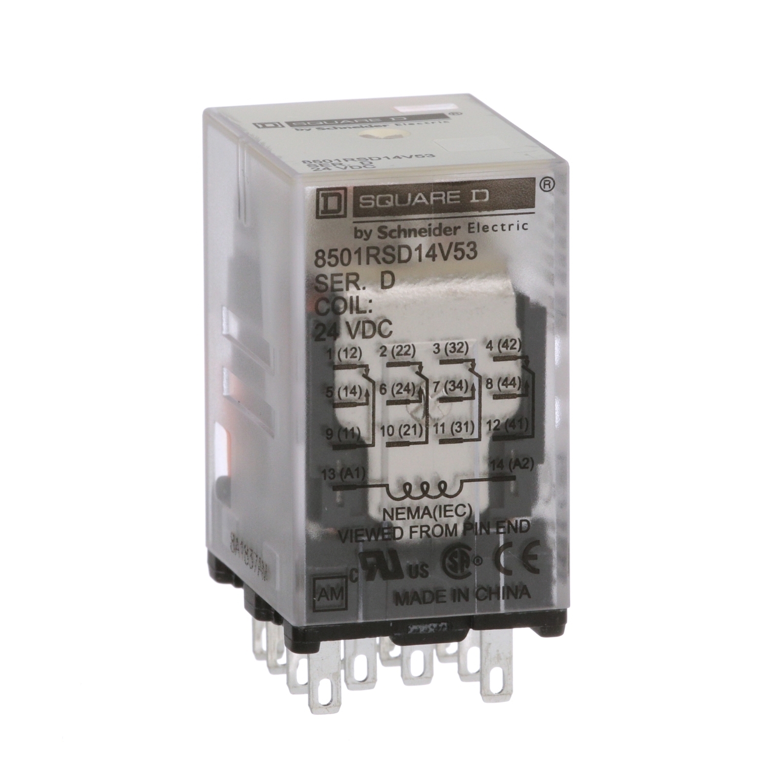 8501RSD14V53 8501R Plug-In Relay, 5 A, 4 Form C 4PDT Contact, 300 V AC, 30 V DC V Coil