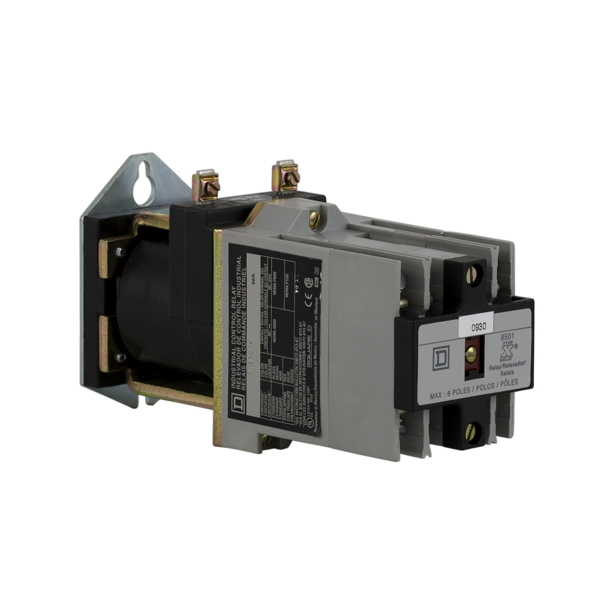 8501XDO80XDLV62 Type X Latching Relay, 10 A AC/5 A DC, 8NO 8 Form A Contact, 115/125 V DC V Coil