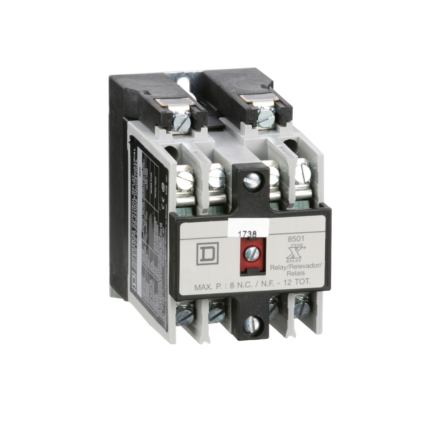 8501XO30V02 Type X NEMA Control Relay, 10 A AC/5 A DC, 3NO 3 Form A Contact, 110 to 120 VAC V Coil