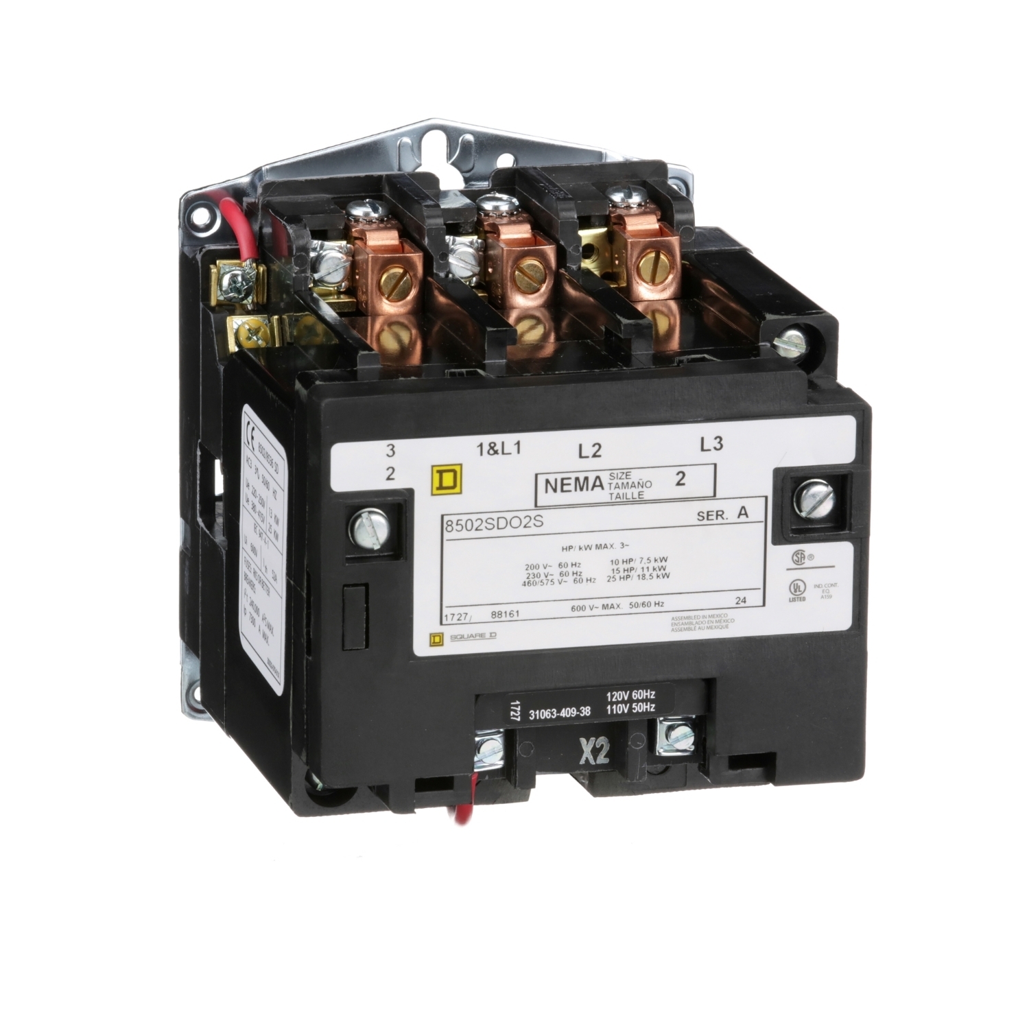8502SDO2V03 8502S Type S Nema Contactor, 240 V AC V Coil, 45 A, 3 Poles
