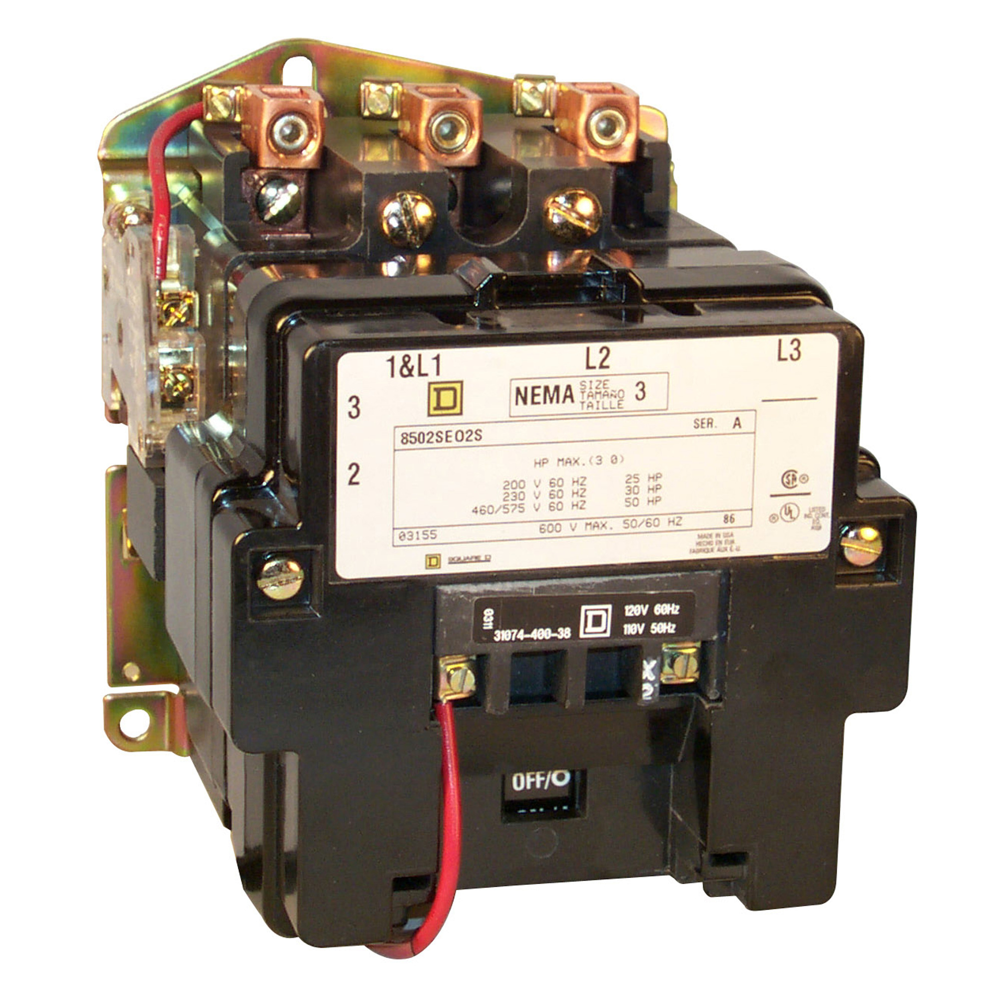 8502SEO3V02S 3-Phase Type S Non-Reversing Contactor, 110/120 V AC V Coil, 4 Poles