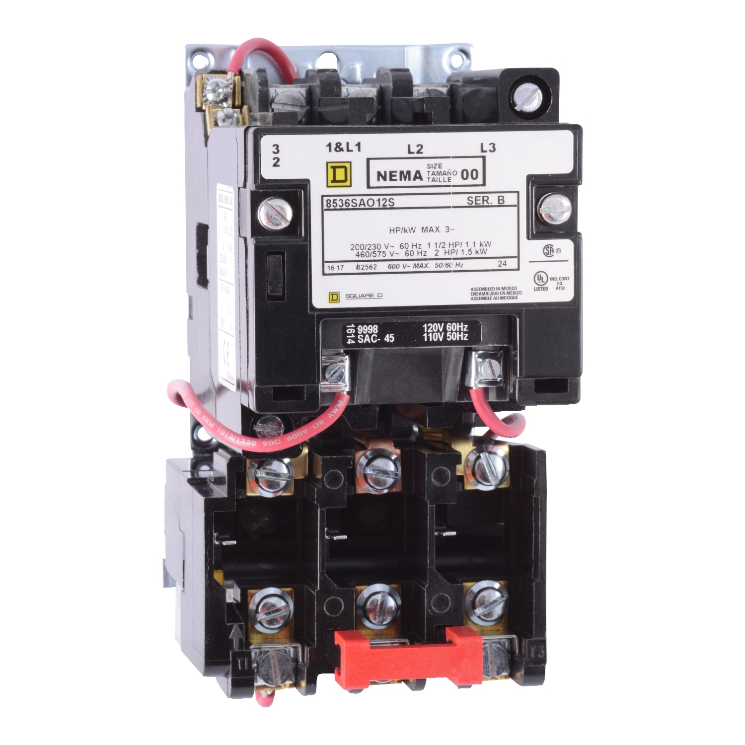 8536SBO2V08 Type S Magnetic Starter, 208 VAC at 60 Hz V Coil, 3 Poles, Open Enclosure