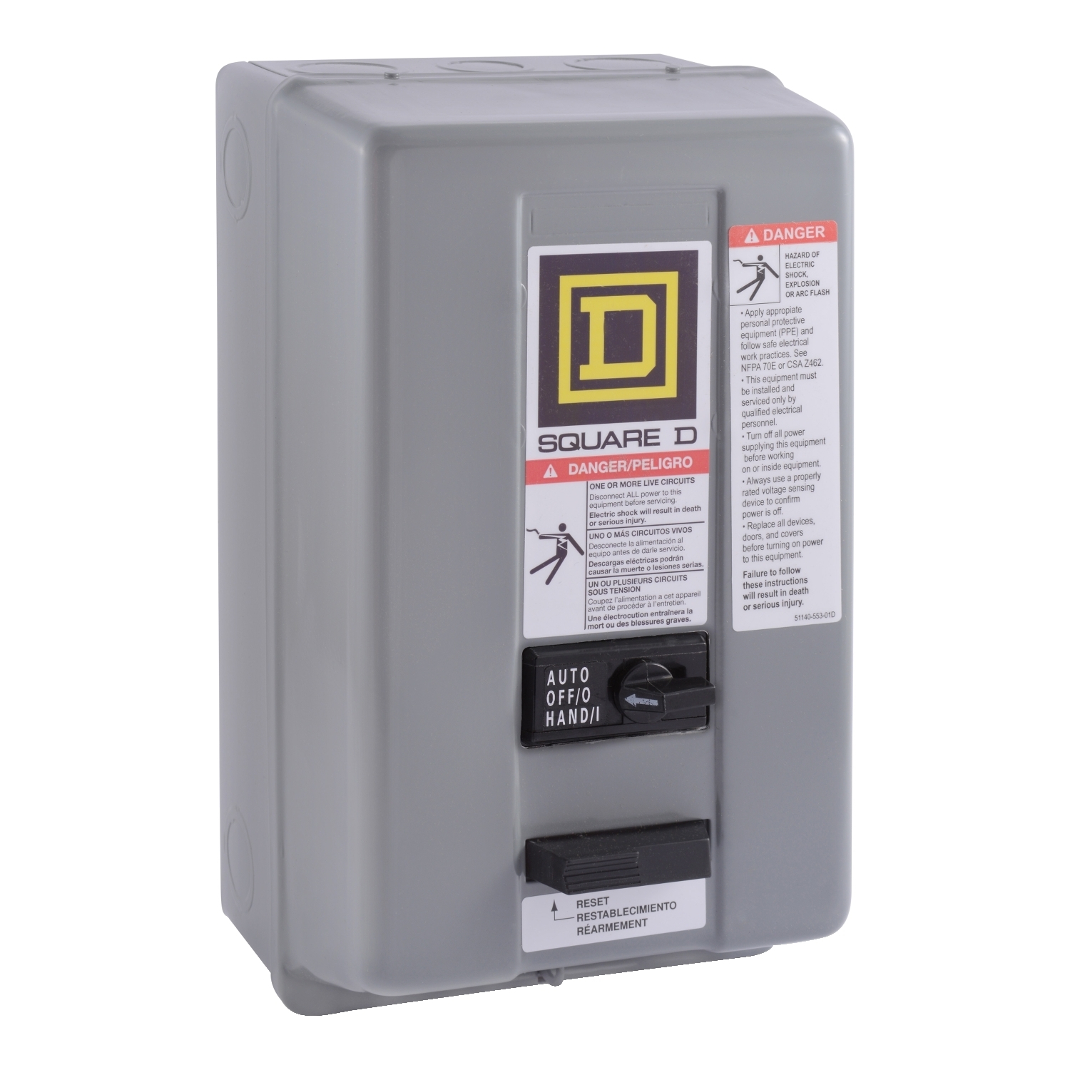 8536SCG3V02CS Type S Magnetic Starter, 110 VAC at 50 Hz/120 VAC at 60 Hz V Coil, 3 Poles, NEMA 1 Enclosure
