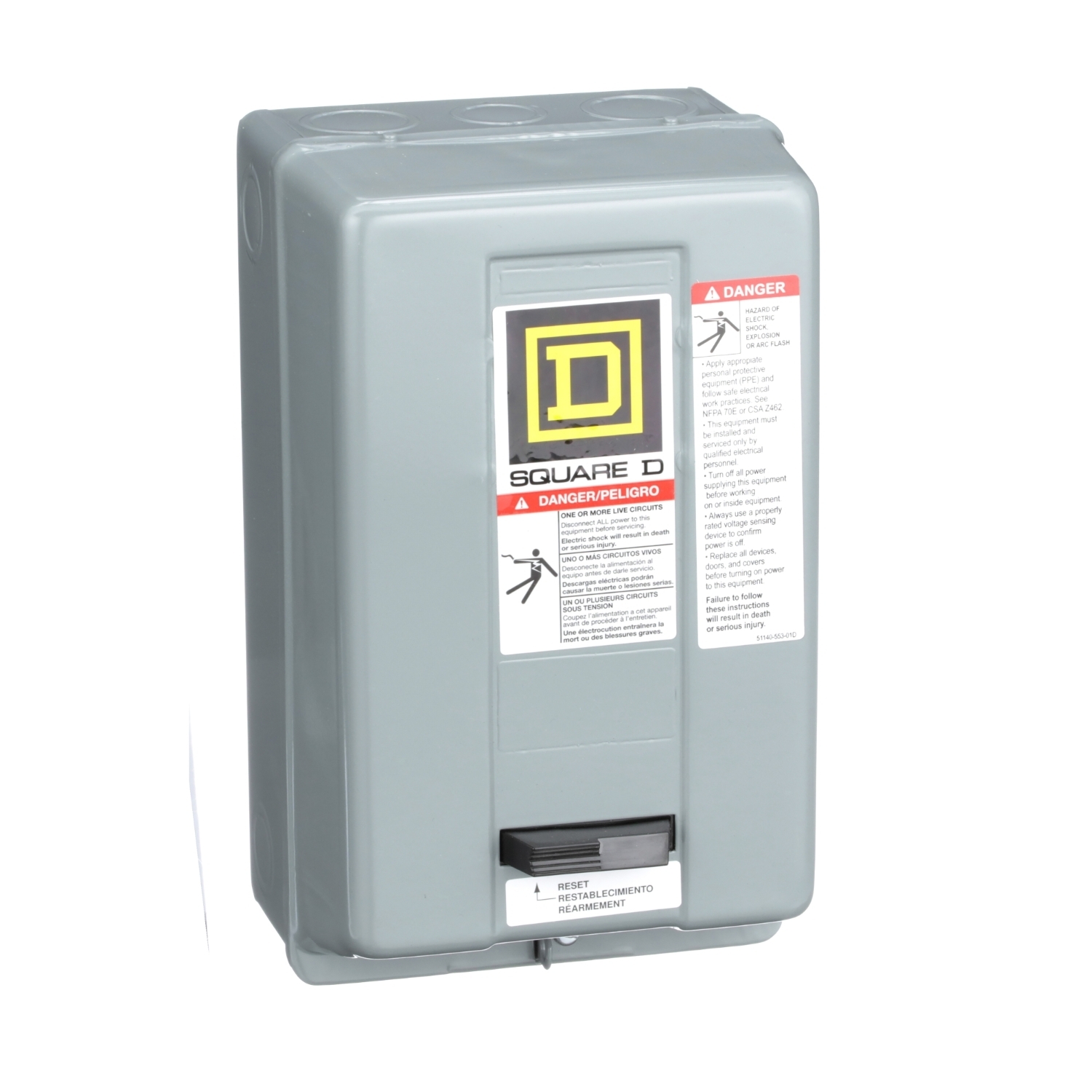 8536SCG3V06H30 Type S Starter, 440/480 VAC V Coil, 3 Poles, NEMA 1 Enclosure