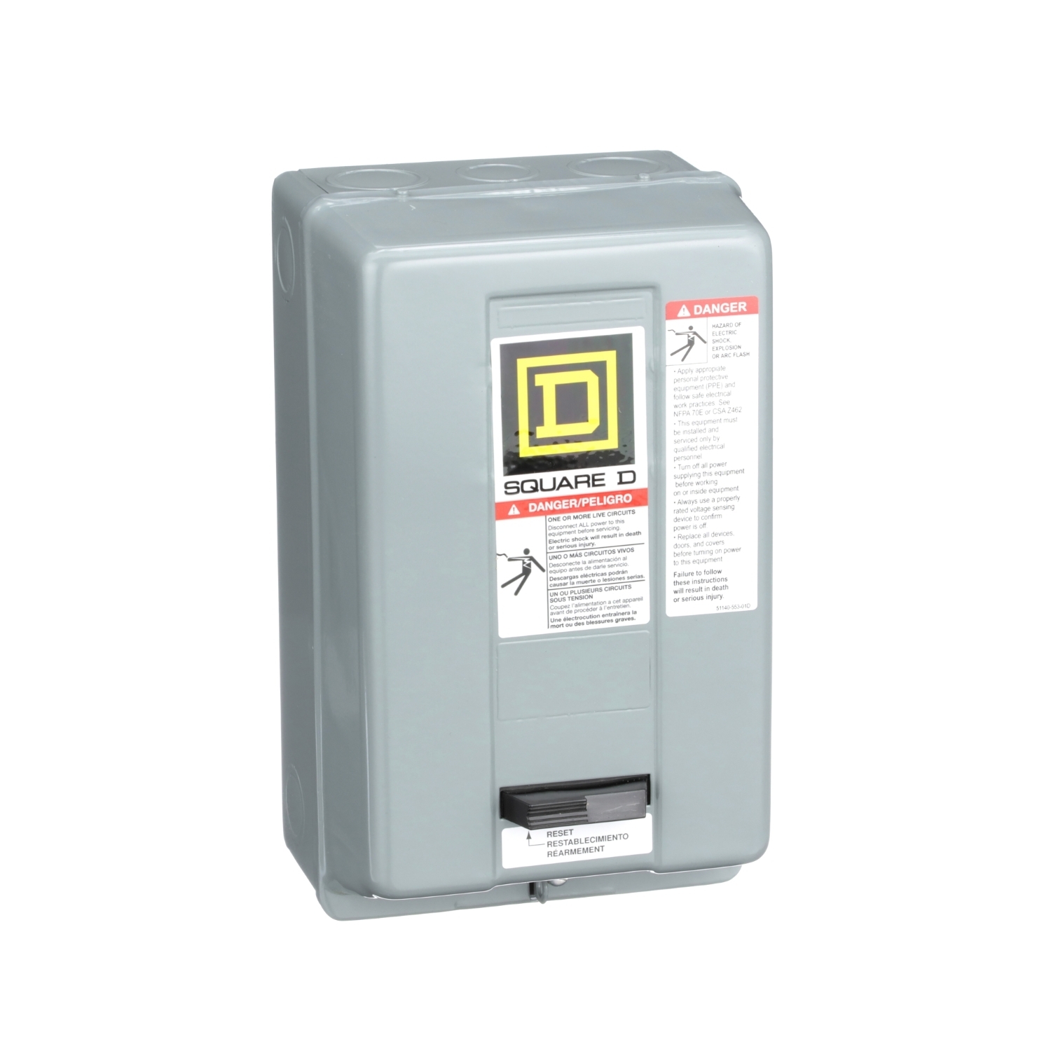 8536SCG3V08H30 Type S Magnetic Starter, 208 VAC at 60 Hz V Coil, Non-Reversing Action, 3 Poles, NEMA 1 Enclosure