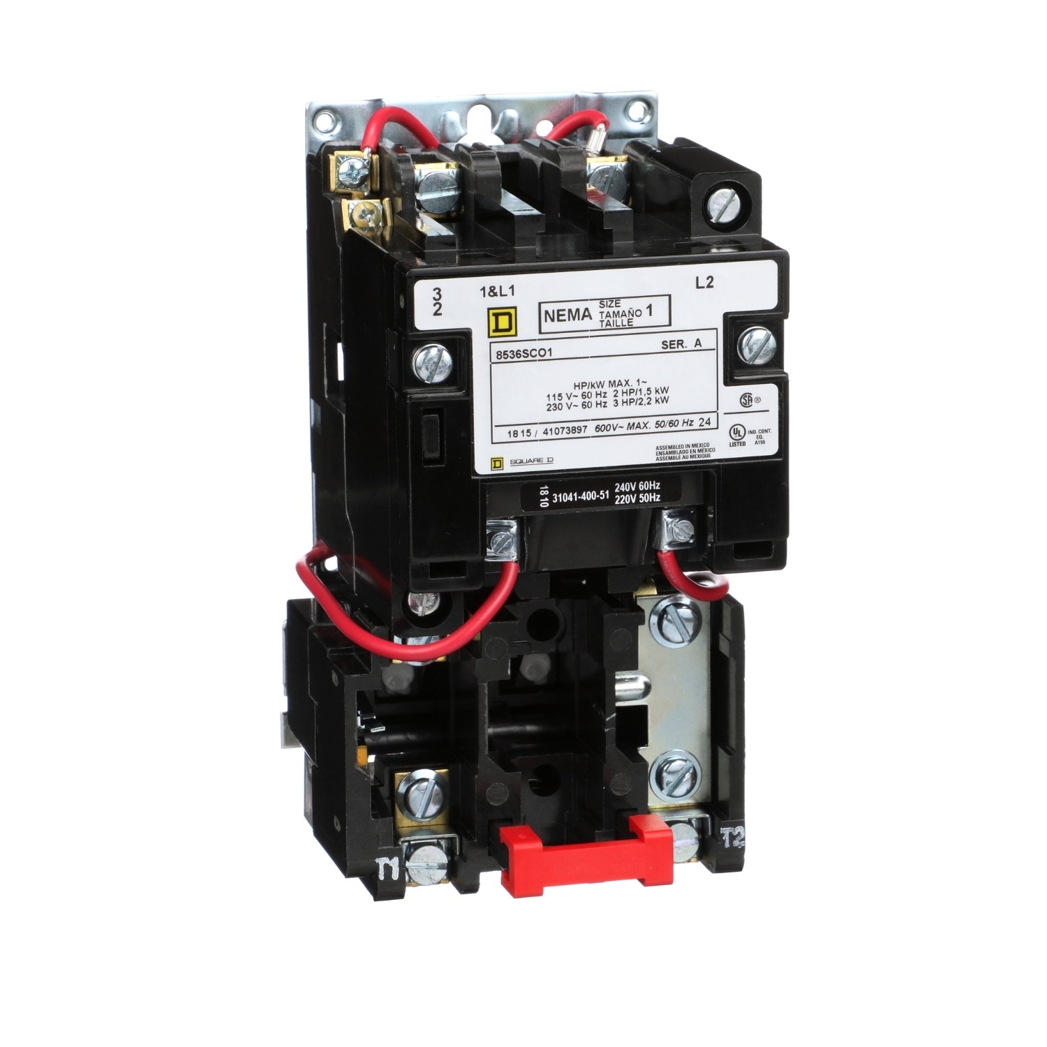 8536SCO1V03 Type S Magnetic Starter, 220 V AC at 50 Hz, 240 V AC at 60 Hz V Coil, 2 Poles, Open Enclosure