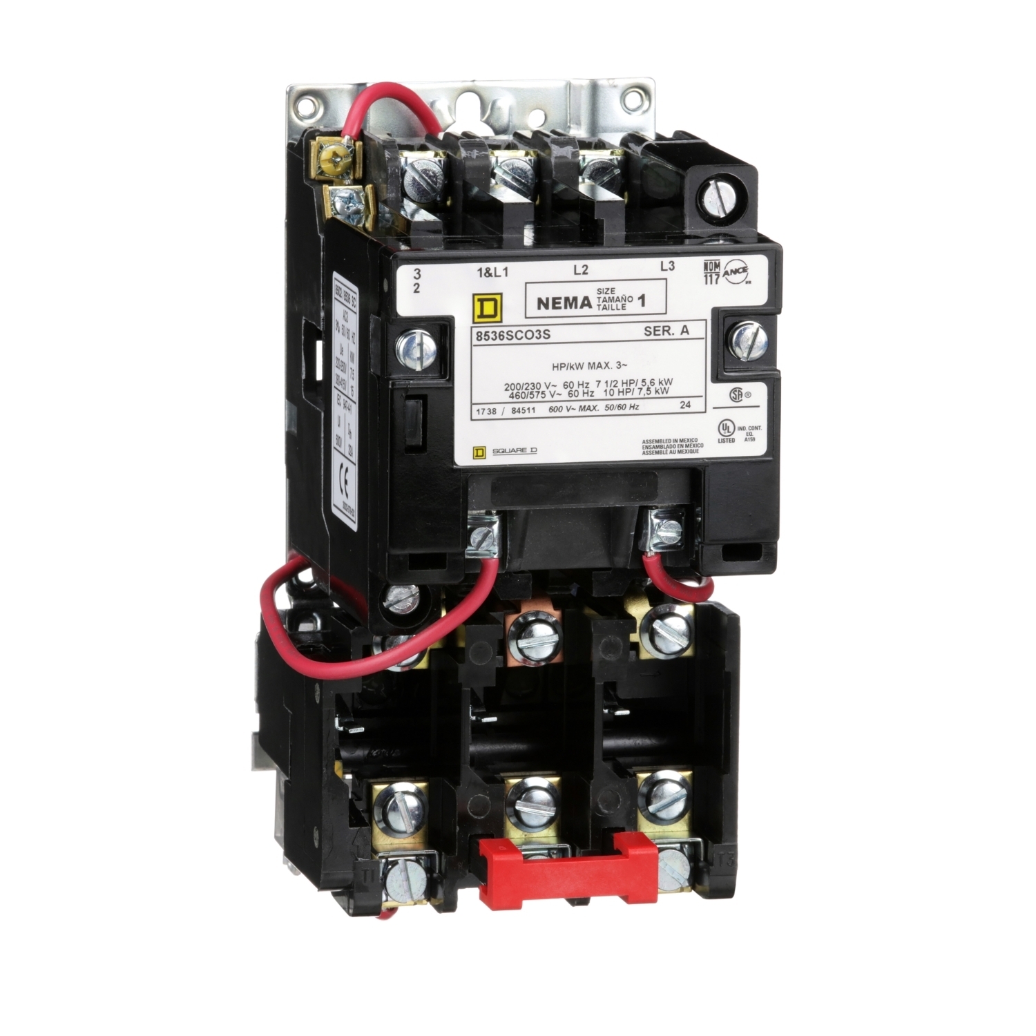 8536SCO3V01S Type S Starter, 24 VAC V Coil, Non-Reversing Action, 3 Poles, Open Enclosure