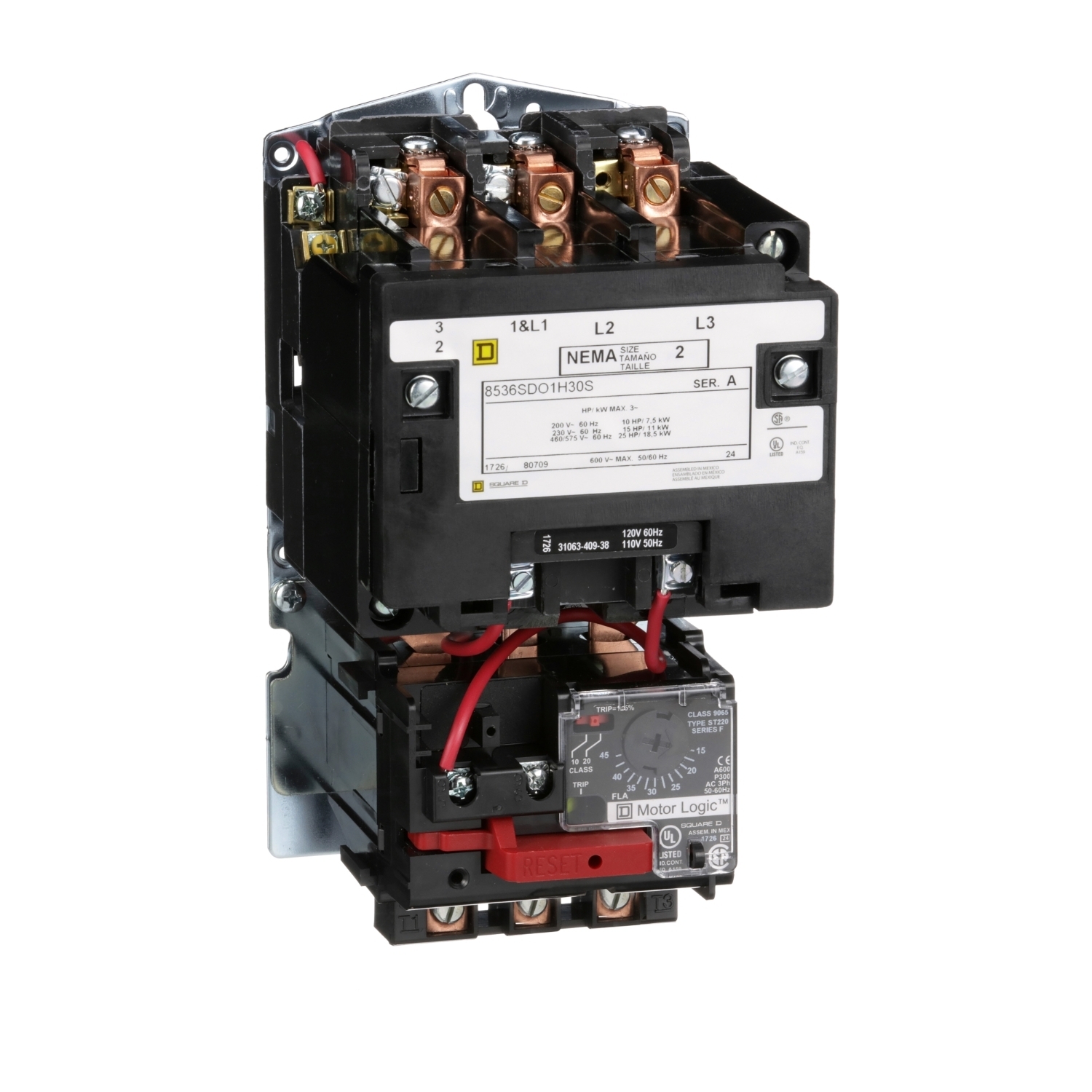 8536SDO1V06H30 Type S Magnetic Starter, 440 VAC at 50 Hz/480 VAC at 60 Hz V Coil, 3 Poles, Open Enclosure