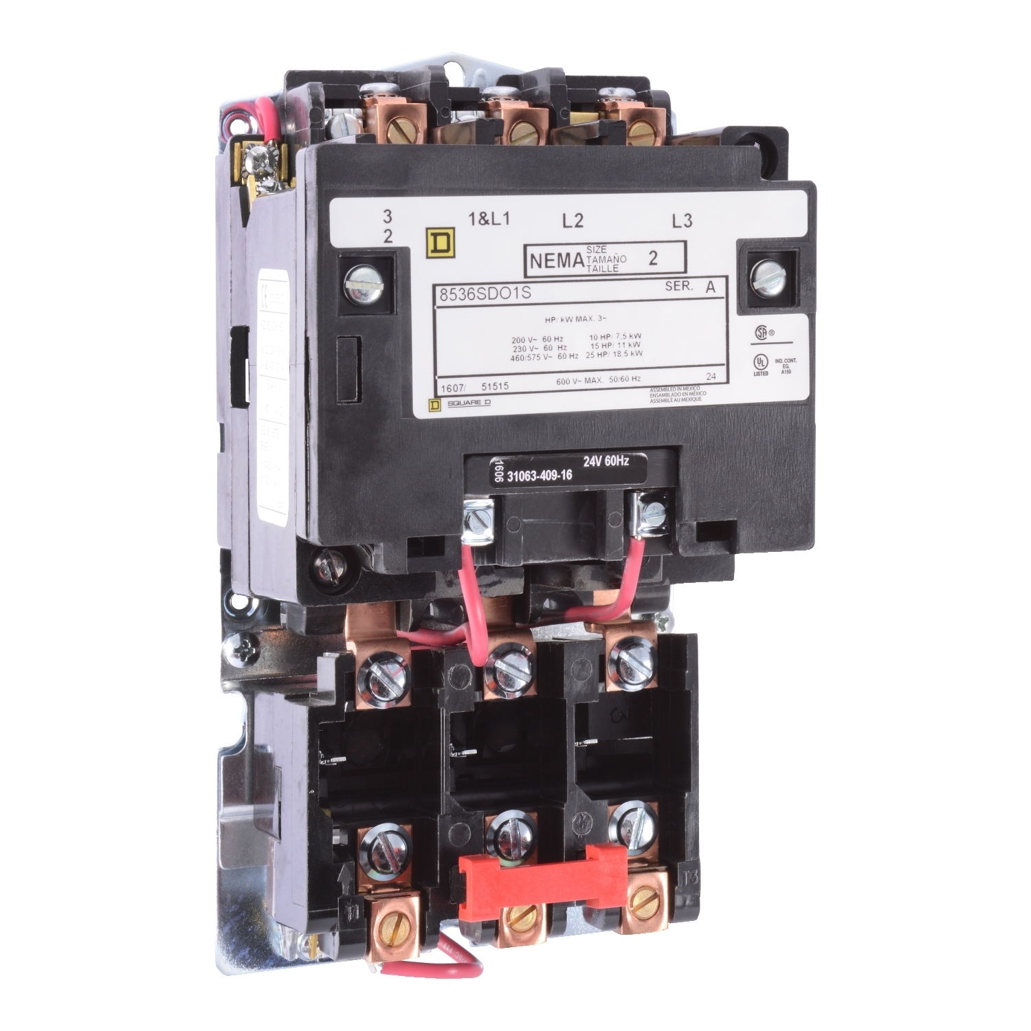 8536SDO2V02S Type S Magnetic Starter, 110 V AC at 50 Hz, 120 V AC at 60 Hz V Coil, 4 Poles, Open Enclosure