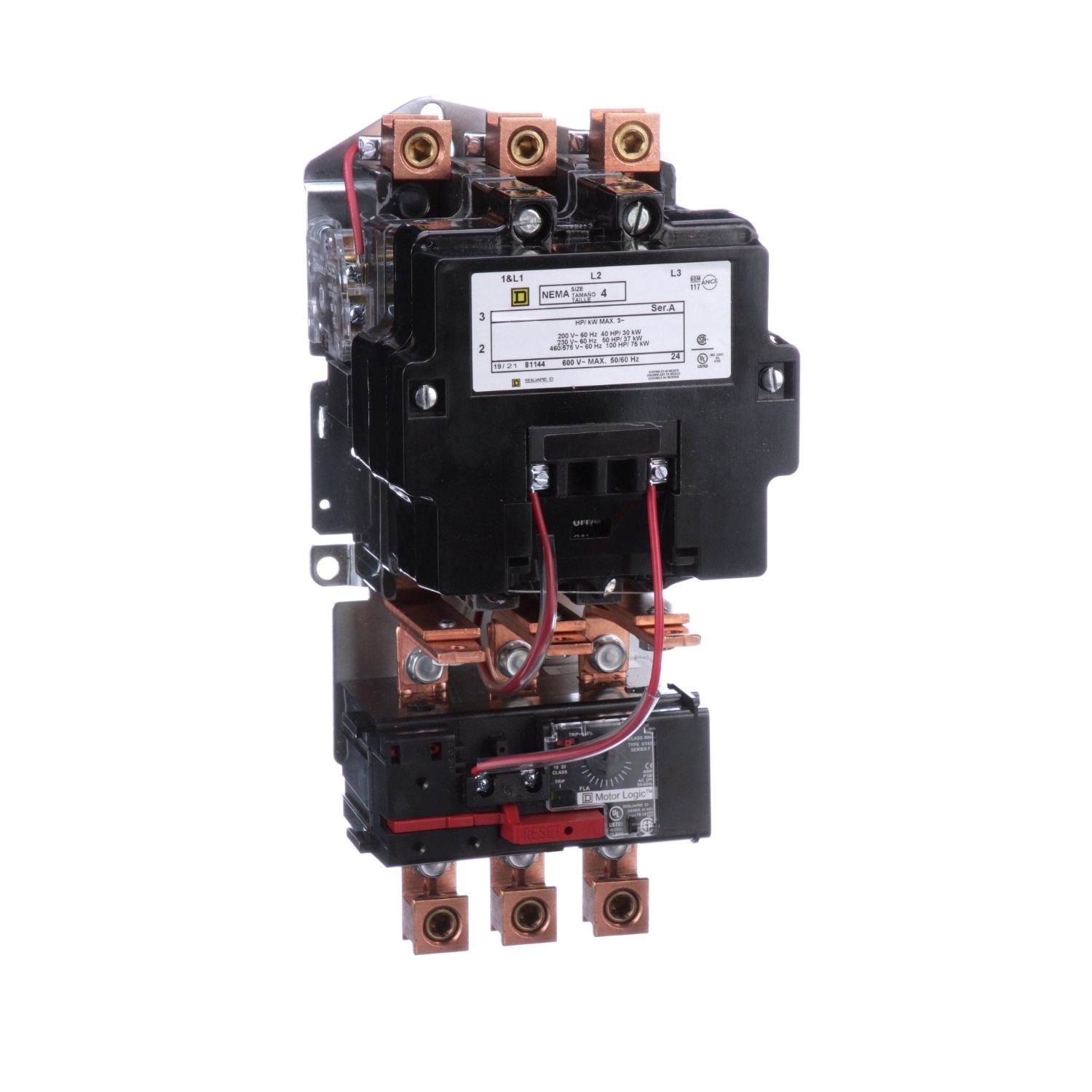 8536SFO1V03H30 Type S Magnetic Starter, 220 VAC at 50 Hz/240 VAC at 60 Hz V Coil, 3 Poles, Open Enclosure