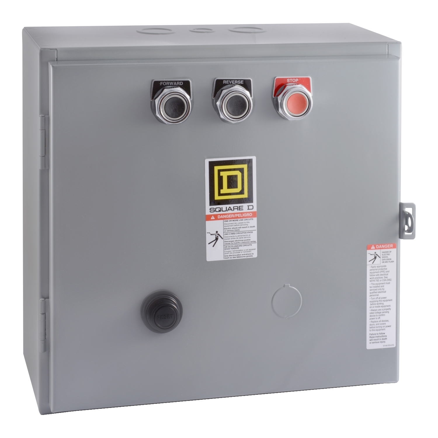 8736SDG2V02S Type S Magnetic Starter, 110 VAC at 50 Hz/120 VAC at 60 Hz V Coil, 3 Poles, NEMA 1 Enclosure