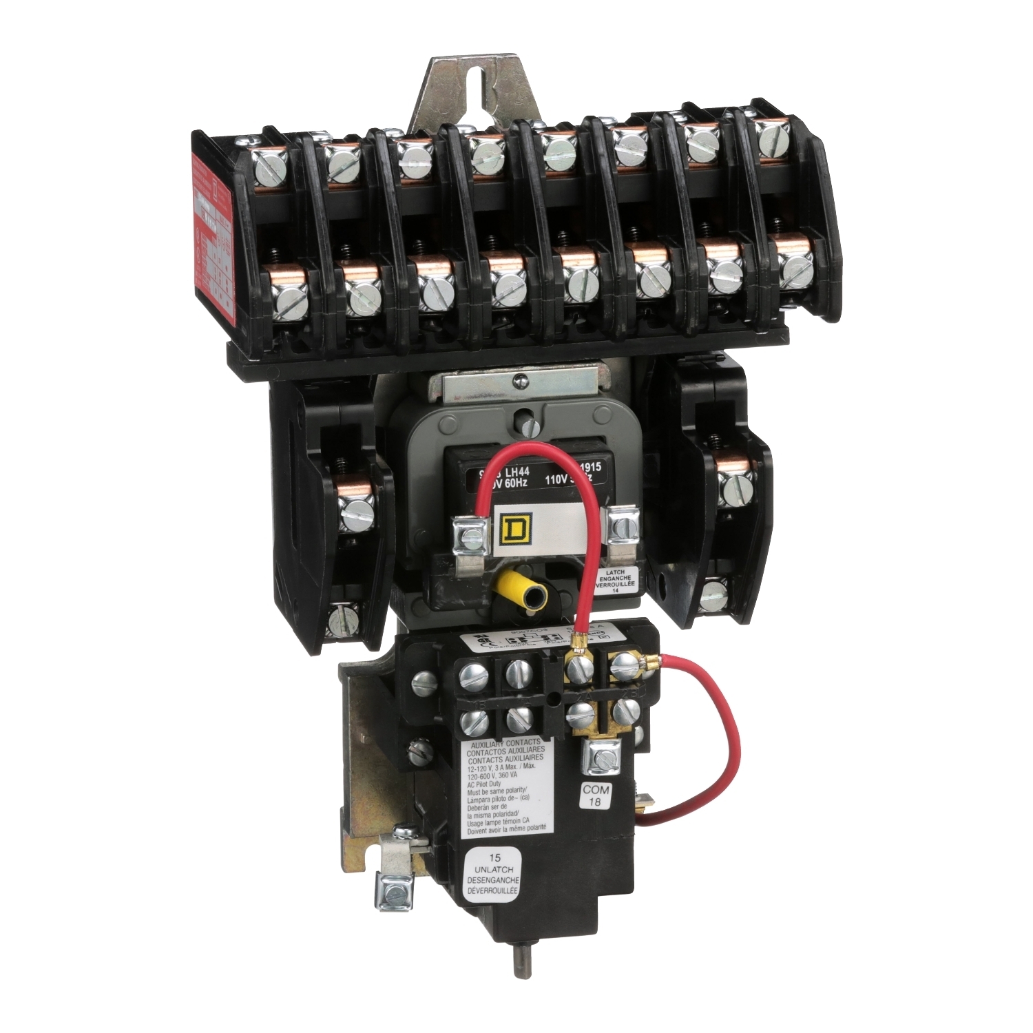 8903LXO1000V02 Type LX Mechanically Held Multi-Pole Lighting Contactor, 110/120 V AC V Coil, 30 A, 10NO Contact, 10 Poles