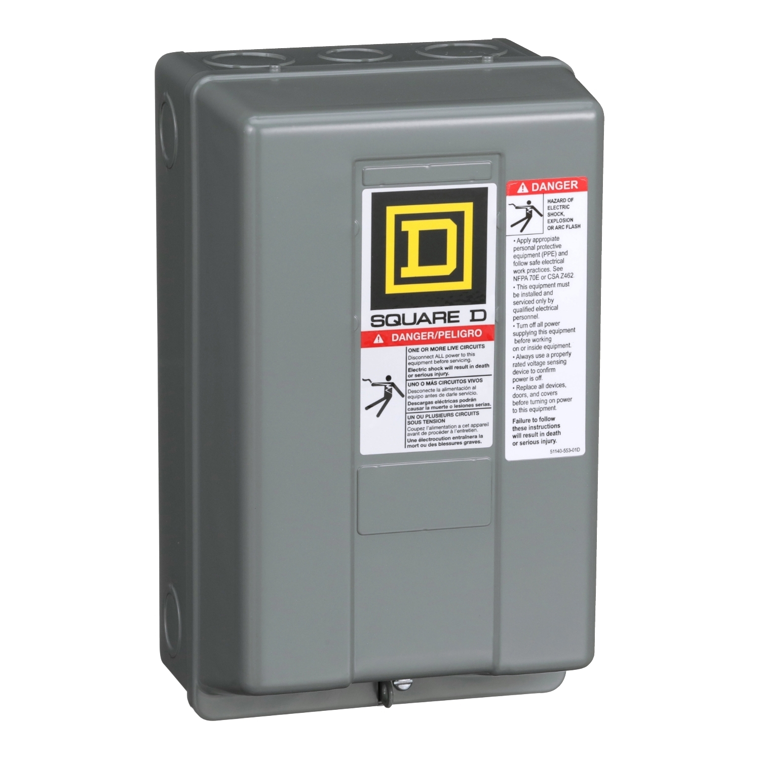 8903SMG2V02 Type S Electrically Held Multi-Pole Lighting Contactor, 110/120 V AC V Coil, 30 A, 3 Poles