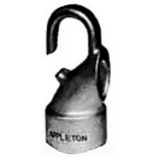 FHHF-50 Unilets Female Flexible Fixture Hanger Hook With 5/8 in Dia Wireway, For Use With Threaded Metal Rigid and IMC Conduit, 1/2 in Size, 200 lb Capacity, Malleable Iron