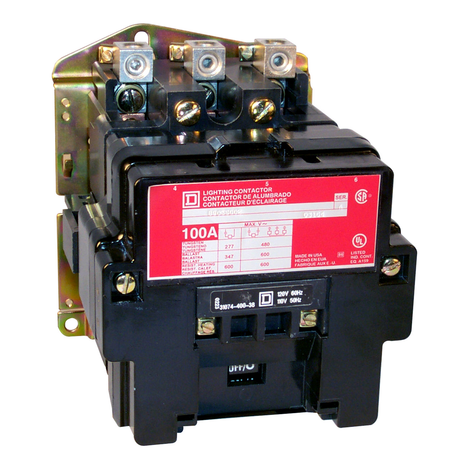 8903SVO1V02 Electrically Held Type S Lighting Contactor, 110/120 V AC V Coil, 2 Poles