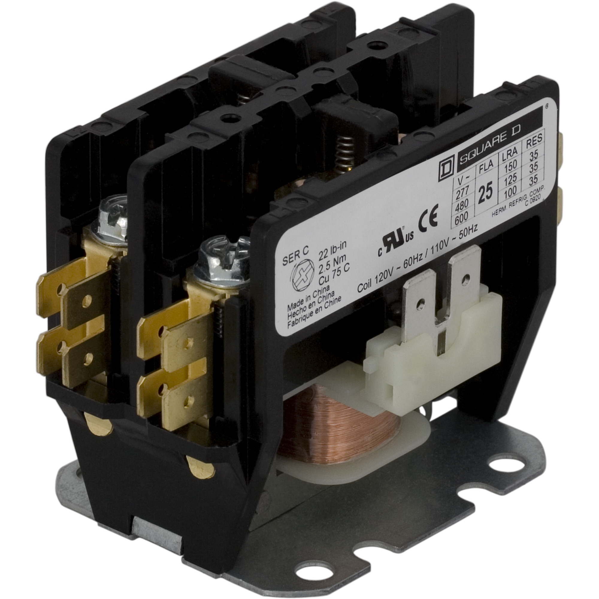 8910DP32V02Y135 1-Phase Definite Purpose Contactor, 110/120 V AC V Coil, 30 A, 2NO Contact, 2 Poles