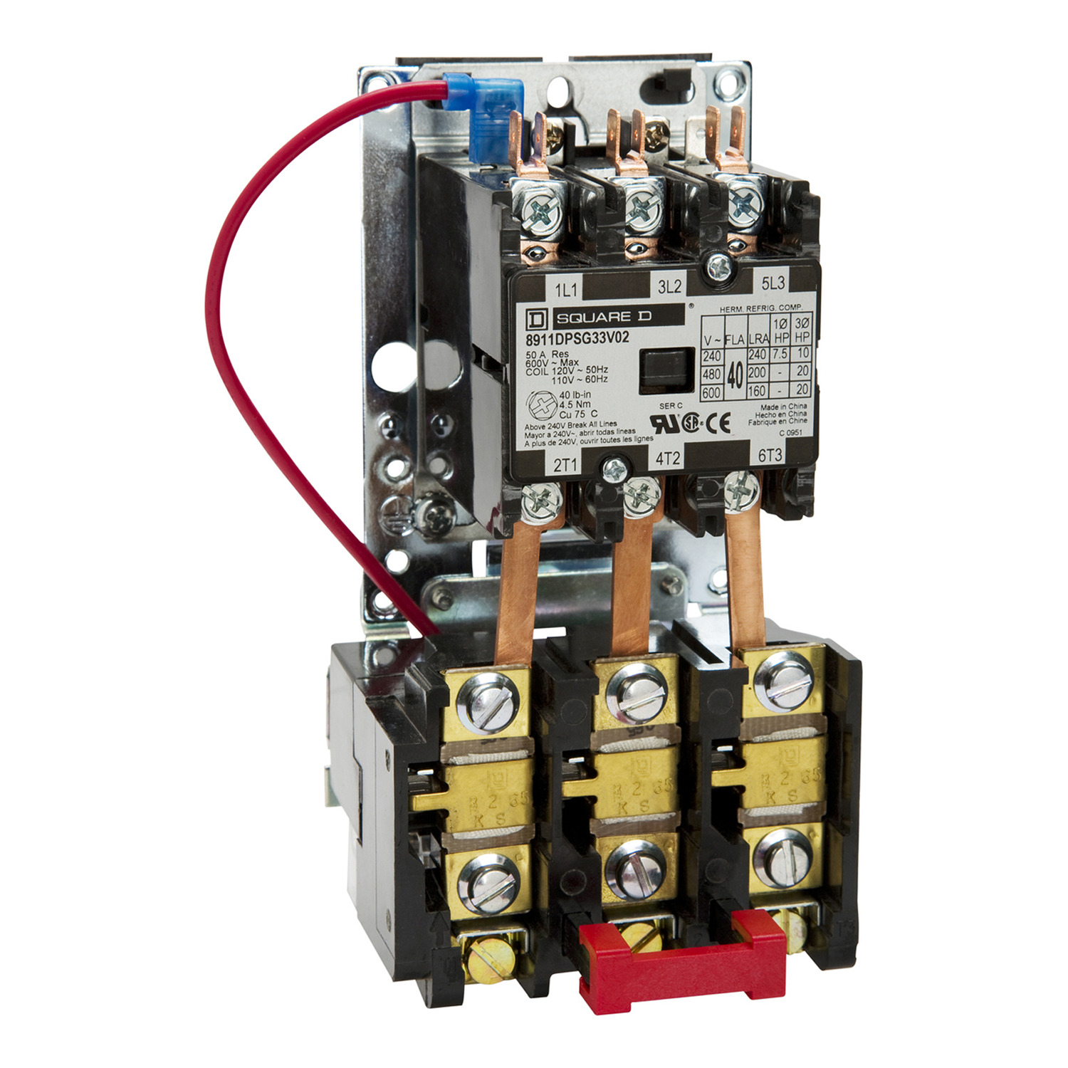 8911DPSO33V09 Type DPS Definite Purpose Starter, 220 V AC at 50 Hz, 208/240 V AC at 60 Hz V Coil, 3 Poles, Open Enclosure