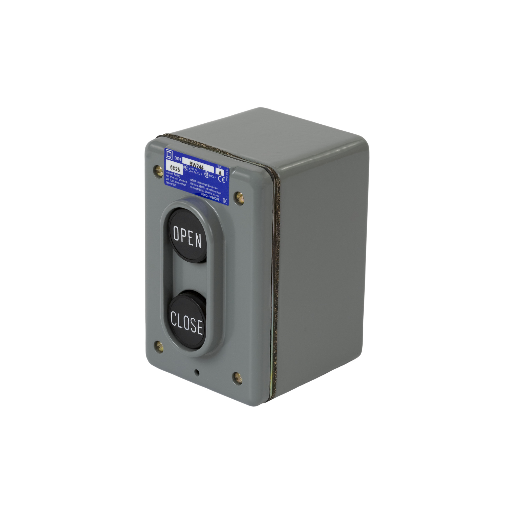 9001BW244 Harmony Complete Control Station, 600 V AC, 0.6/0.75/1.5/3.75 A, 1NO-1NO Contact, 1 Operator, NEMA 1/4 NEMA Rating