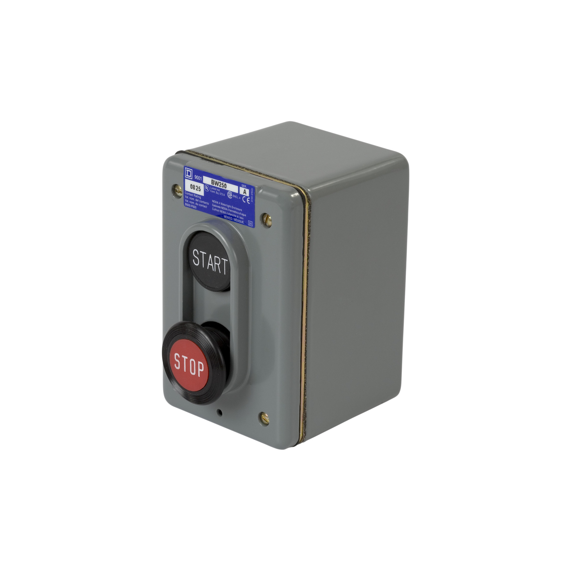 9001BW250 Harmony Complete Control Station, 600 V AC, 0.6/0.75/1.5/3.75 A, 1NO-1NC Contact, 1 Operators, 1/4 NEMA Rating