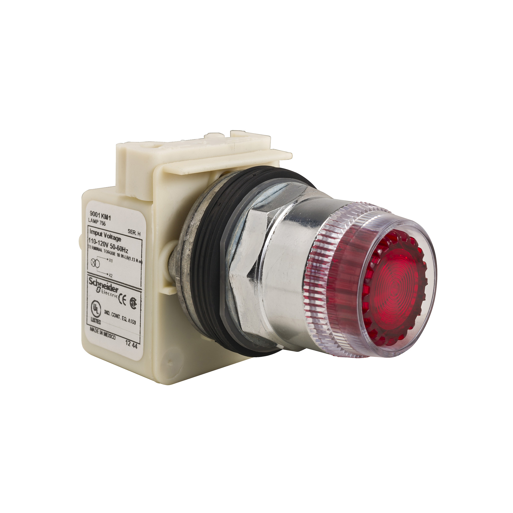 9001K1L35RH13 Harmony Type K Dusttight/Oiltight/Watertight Direct Heavy Duty Unmarked Illuminated Pushbutton With Plastic Full Guard, Contact Block, 30 mm, 1CO Contact, Slow Break Contact, Flush Operator, Red