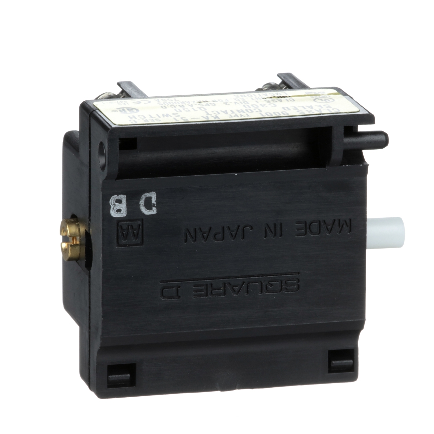 9001KA51 Harmony Contact Block With Protected Terminal, 30 mm, 1NO-1NC Contact, 3 A at 240 V AC/115 V DC Contact, Silver Alloy Contact, Momentary Action, Black