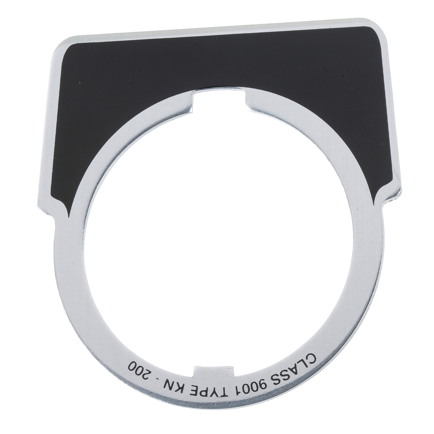 9001KN200 Harmony Blank Unmarked Legend Plate, 1.9 in H x 2.3 in W, Half Round Plate, Aluminum, Black Field