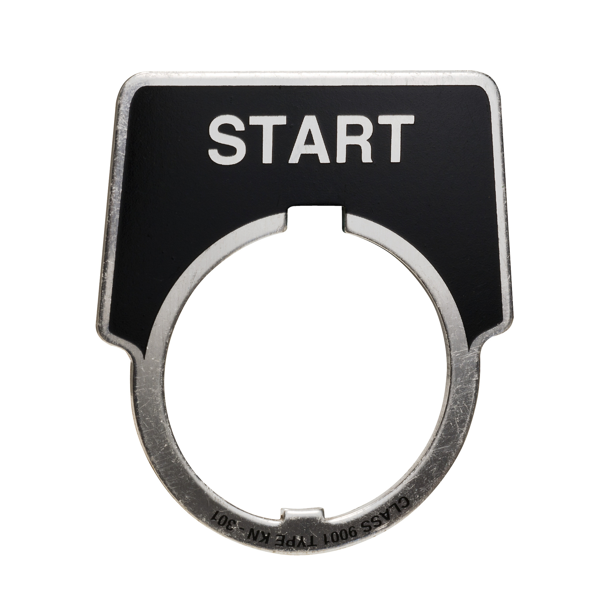 9001KN301 Harmony Legend Plate, 1.9 in H x 2.3 in W, Half Round Plate, Aluminum, Black Field