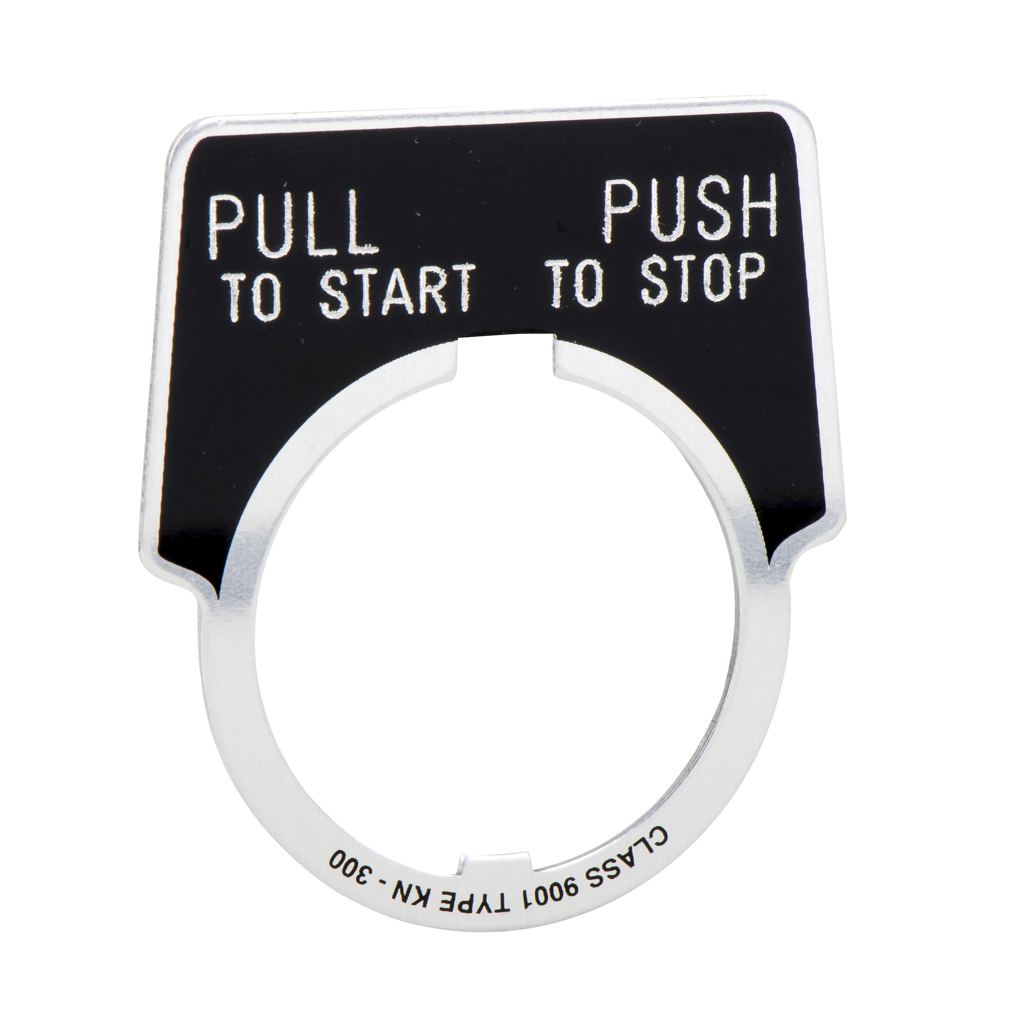 9001KN379 Harmony Legend Plate, 1.9 in H x 2.3 in W, Half Round Plate, Aluminum, Black Field