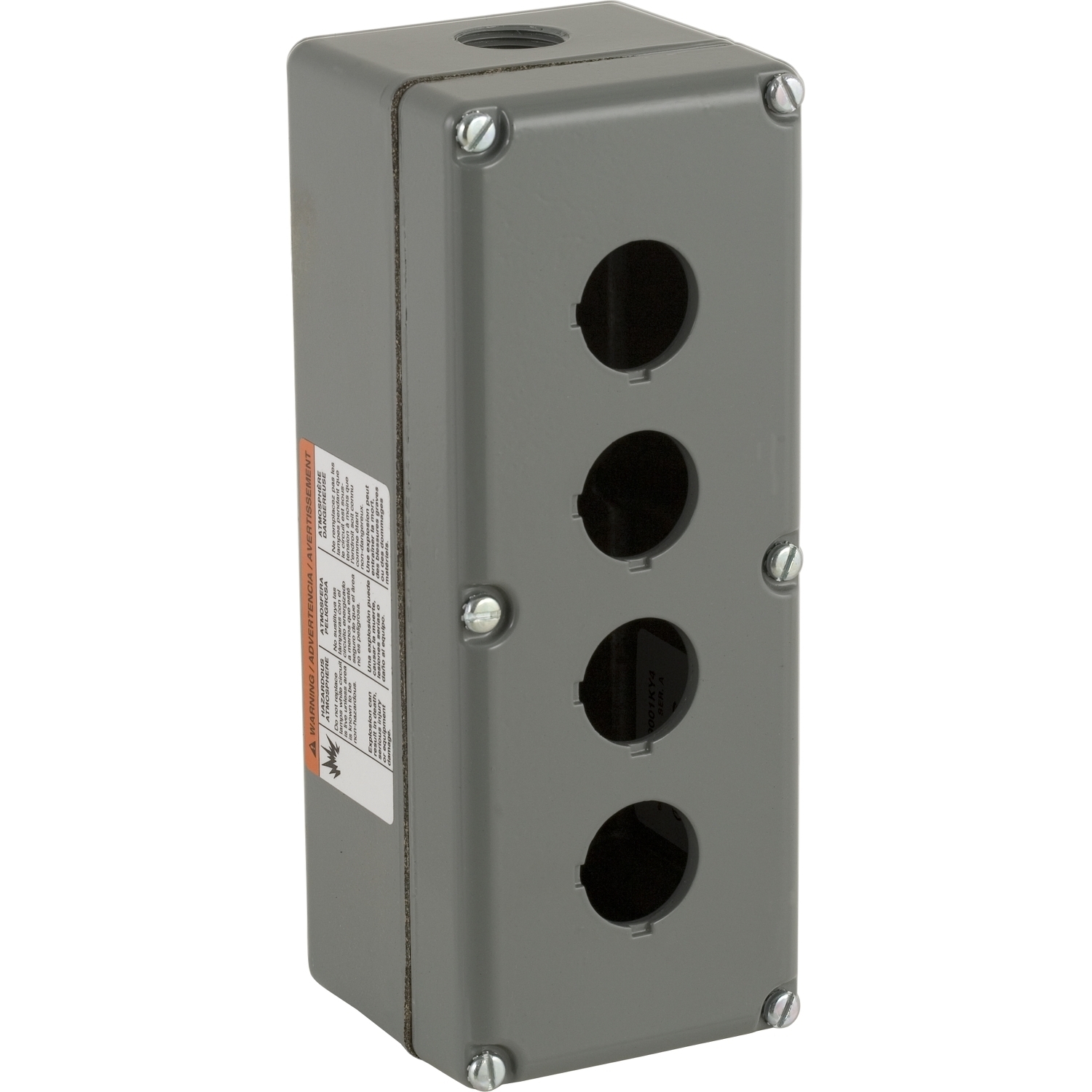 9001KY4 Harmony Empty Control Station Enclosure, 9-1/4 in L x 3.62 in W x 3.53 in D, 4 Outlets, NEMA 1/3/4/6/12/13 NEMA Rating, Aluminum