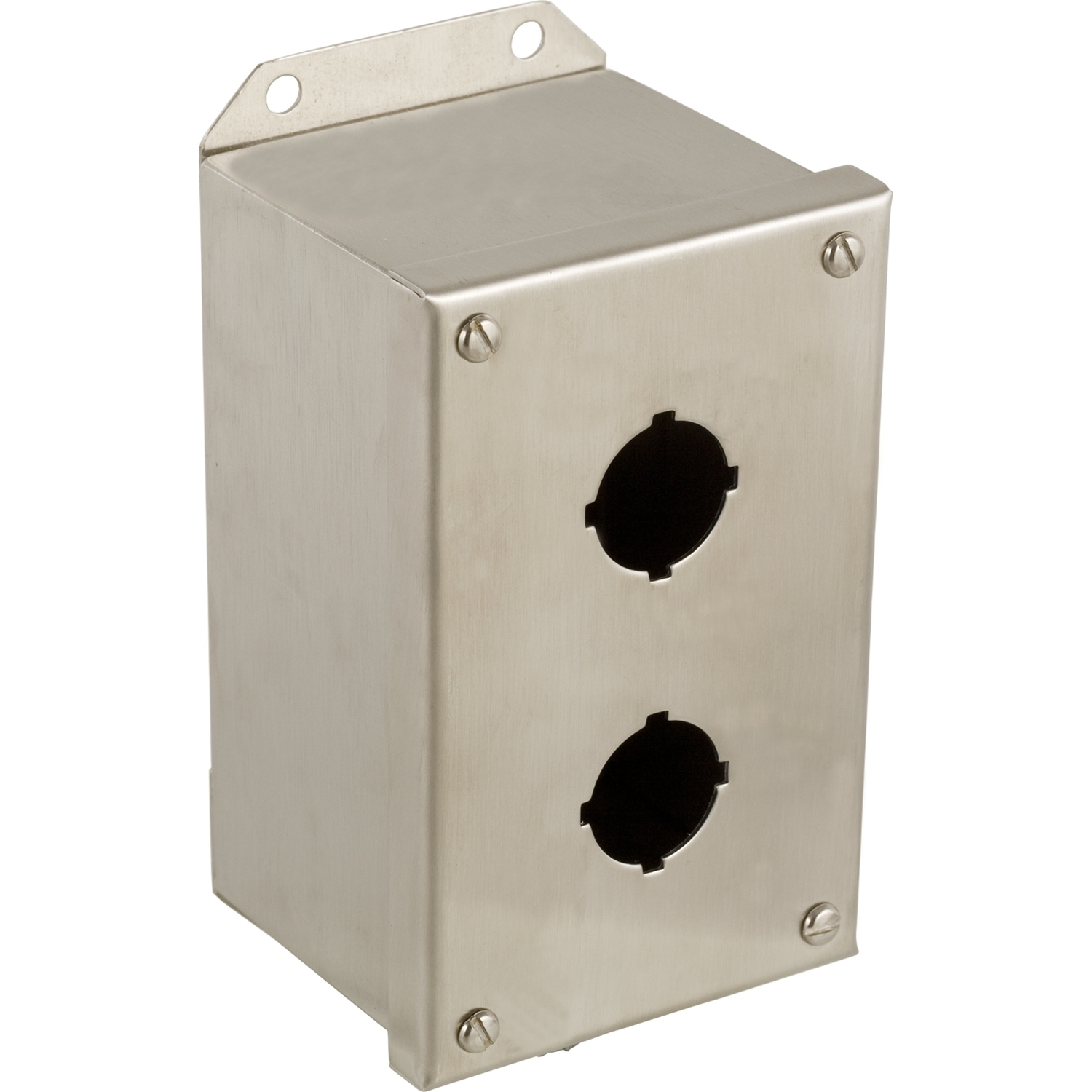 9001KYSS2 Harmony 2-Cutout Corrosion-Resistant Empty Dust/Oil/Raintight Control Station Enclosure, For Use With 30 mm Control and Signaling Unit, 1/12/13/3/4/4X NEMA Rating, -25 to 70 deg C, 304 Stainless Steel