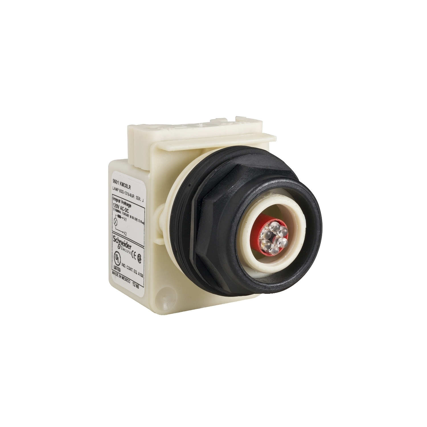 9001SKP38LR Harmony Type SK Standard Pilot Light, 120 V AC/DC, 1.4 VA, Round Lens, Panel Mount