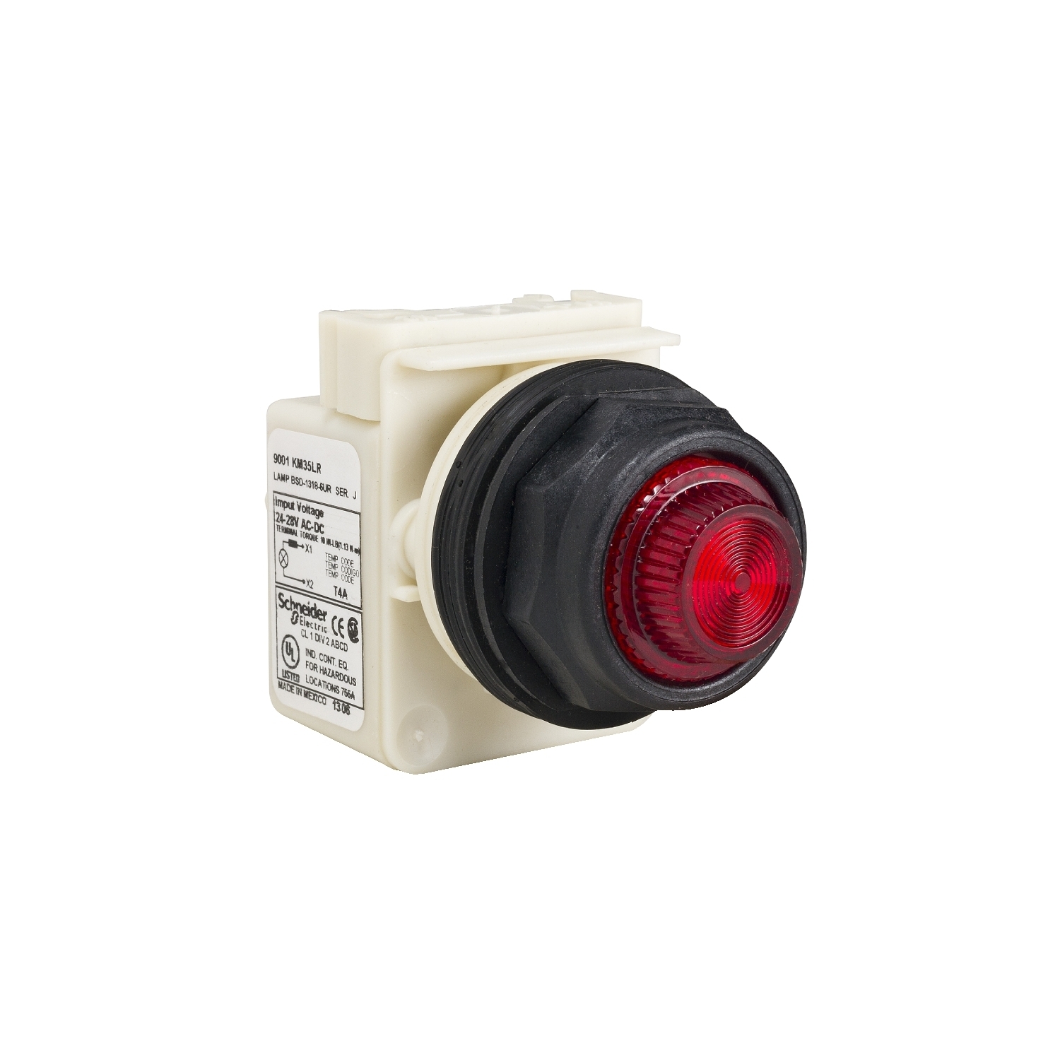 9001SKP7LRR31 Harmony Type SK Corrosion-Resistant Standard Pilot Light, 220 to 240 V AC, Fresnel Lens, Panel Mount