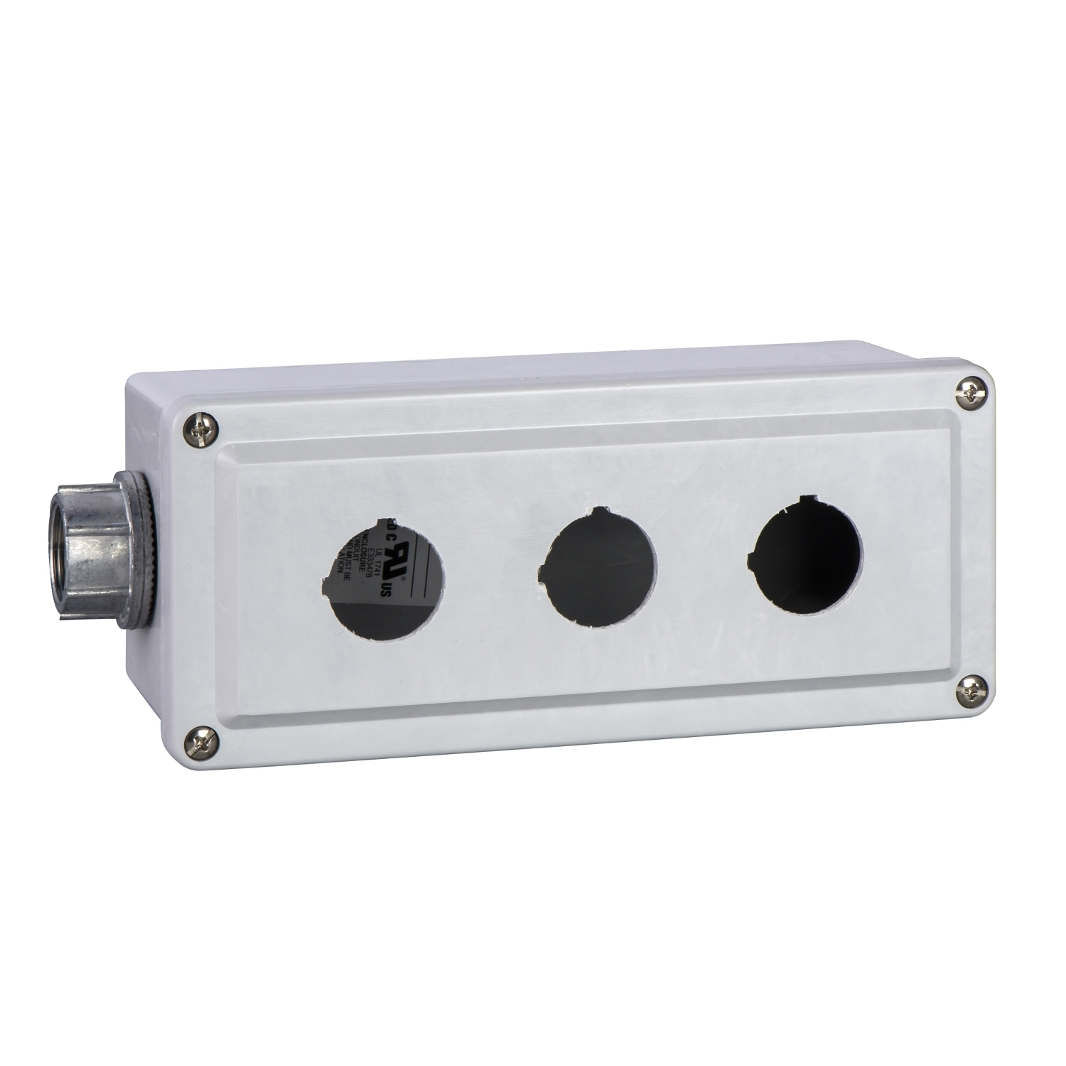 9001SKY3 Harmony 3-Cutout Corrosion-Resistant Dust/Oil/Watertight Empty Control Station Enclosure, For Use With 30 mm Control and Signaling Unit, NEMA 1/12/13/3/4/4X NEMA Rating, -25 to 70 deg C, Plastic, Gray