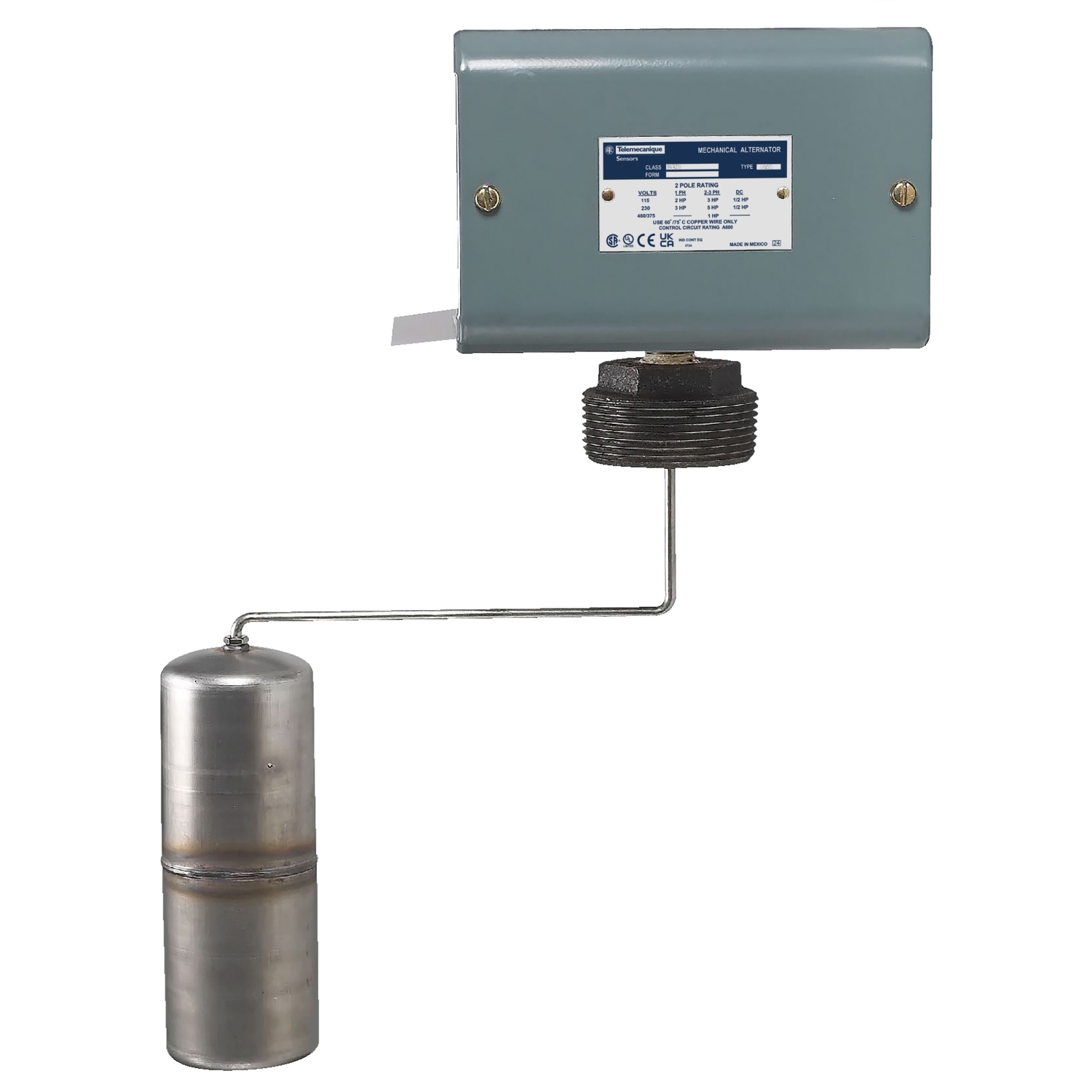 9038CG32 Pumptrol 9038 Type C Adjustable Closed Tank Mechanical Alternator DPST Float Switch, 575 V AC Input, -22 to 220 deg F