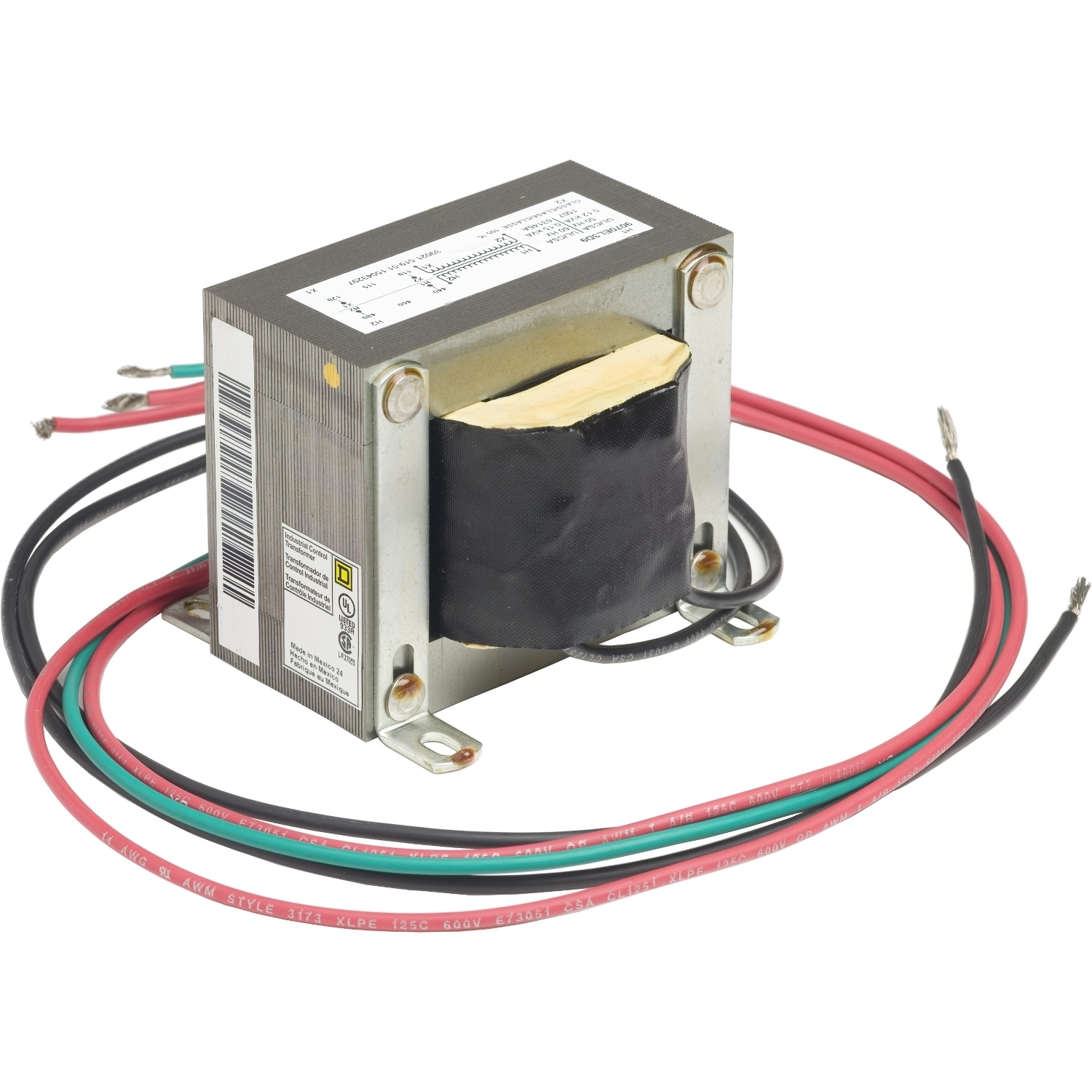 9070EL3D9 Type EL Industrial Control Transformer, 460/440/480 V AC Primary, 110/115/120 VAC Secondary, 150 VA Power Rating, 60 Hz, 1 Phase