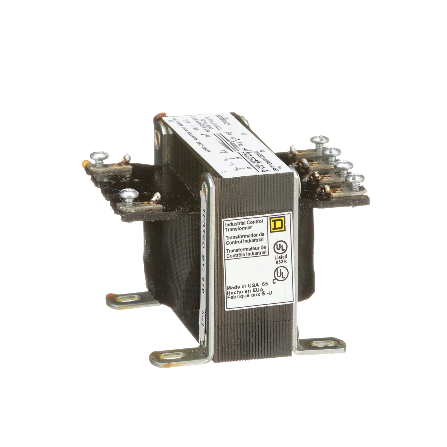 9070EO1D1 Type EO Industrial Wire Wound Control Transformer, 220/440 V AC, 230/460 V AC, 240/480 V AC Primary, 110 VAC Secondary, 50 VA Power Rating, 50/60 Hz, 1 Phase