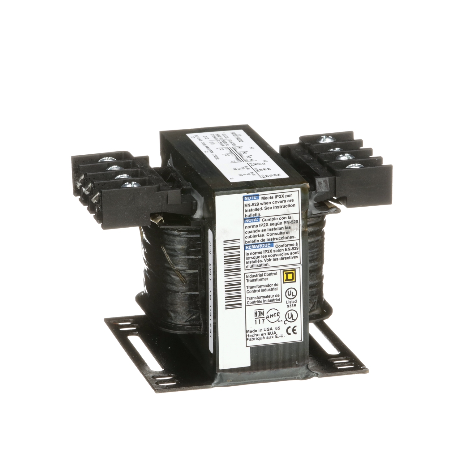9070T150D32 Type T Industrial Open Style Control Transformer, 230/460/575 V AC Primary, 95/115 VAC Secondary, 150 VA Power Rating, 50/60 Hz, 1 Phase