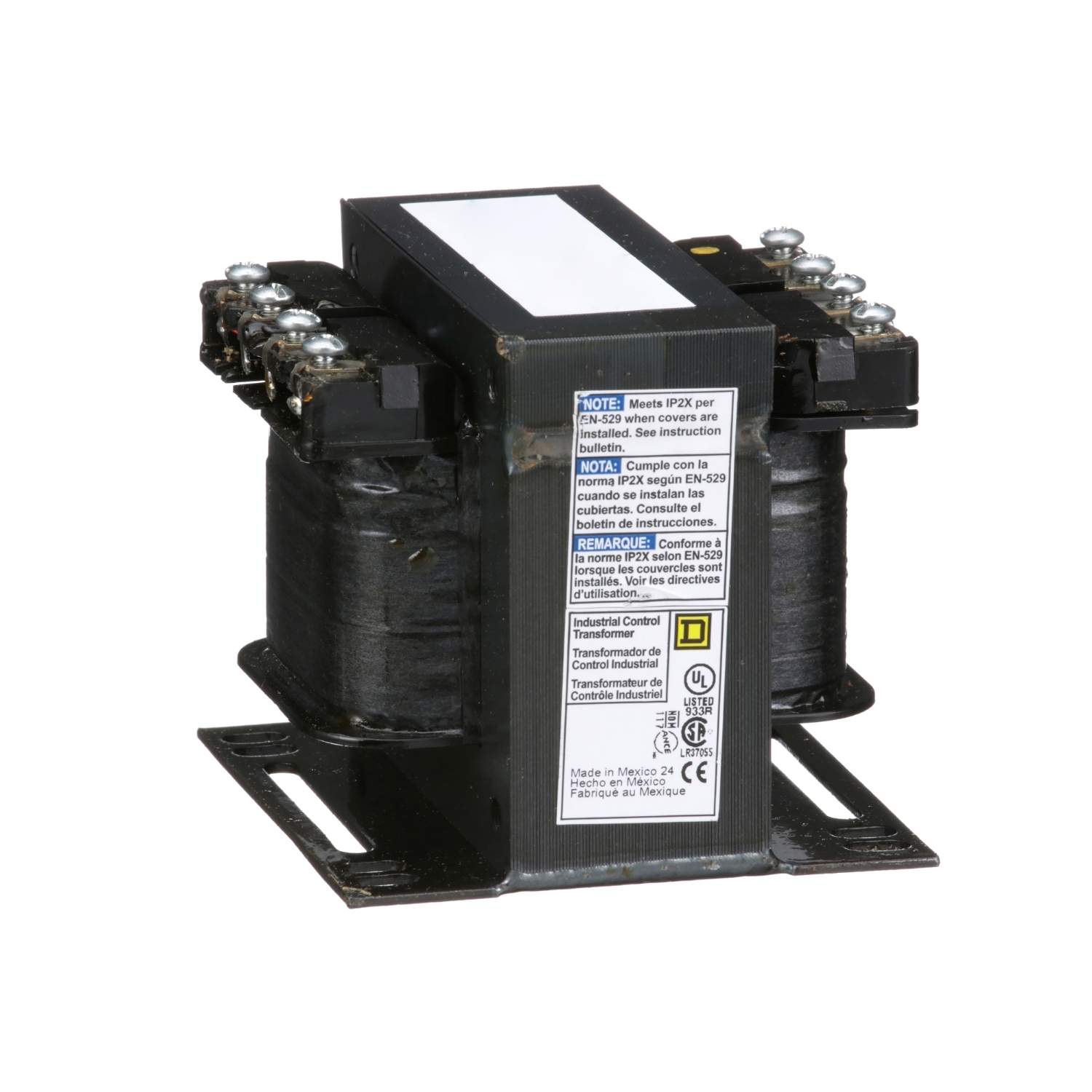 9070T200D13 Type T Industrial Control Transformer, 120 V AC Primary, 12/24 VAC Secondary, 200 VA Power Rating, 50/60 Hz, 1 Phase