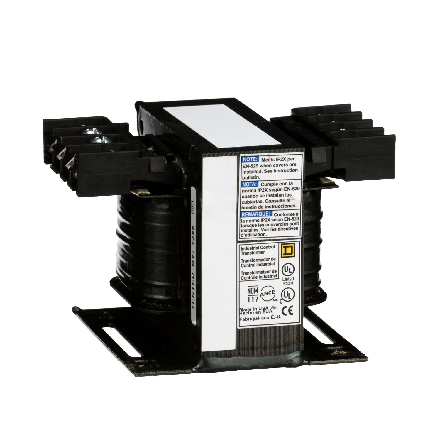 9070T200D19 Type T Industrial Control Transformer, 208/240/277/380/480 V AC Primary, 24 VAC Secondary, 200 VA Power Rating, 50/60 Hz, 1 Phase