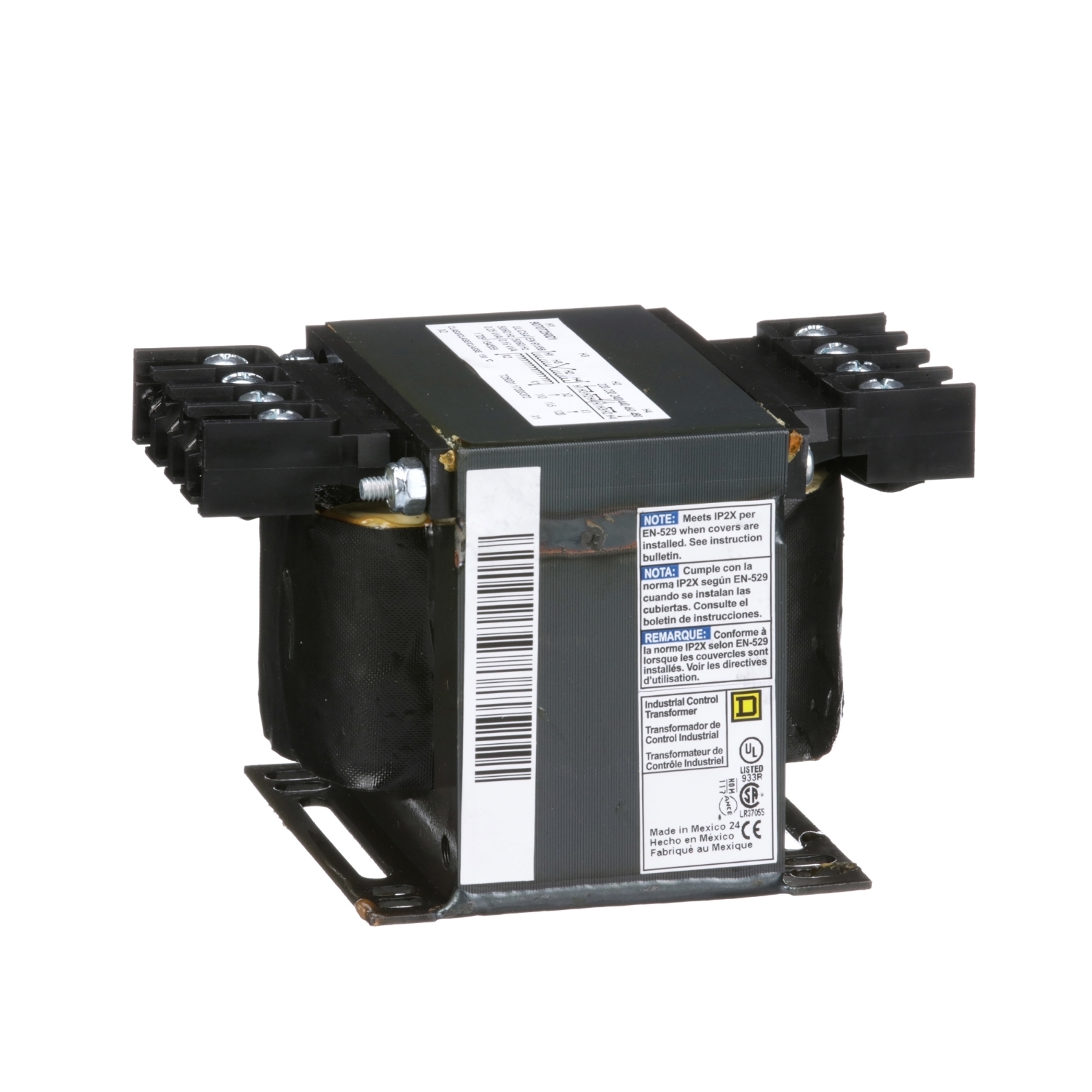 9070T250D1 Type T Industrial Open Style Control Transformer, 220/230/240/440/460/480 V AC Primary, 110/115/120 VAC Secondary, 250 VA Power Rating, 50/60 Hz, 1 Phase