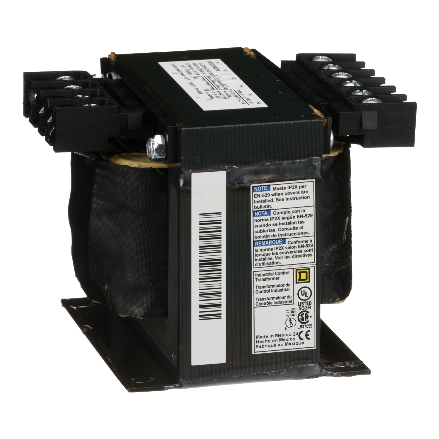 9070T250D19 Type T Industrial Control Transformer, 208/240/277/380/480 V AC Primary, 24 VAC Secondary, 160/250 VA Power Rating, 50/60 Hz, 1 Phase