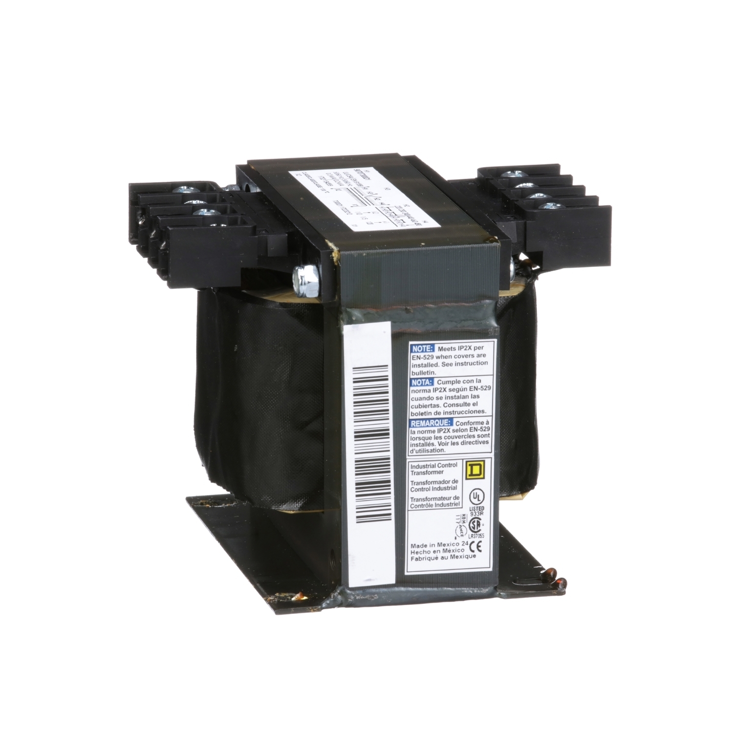 9070T300D1 Type T Industrial Open Style Control Transformer, 220/230/240/440/460/480 V AC Primary, 110/115/120 VAC Secondary, 300 VA Power Rating, 50/60 Hz, 1 Phase