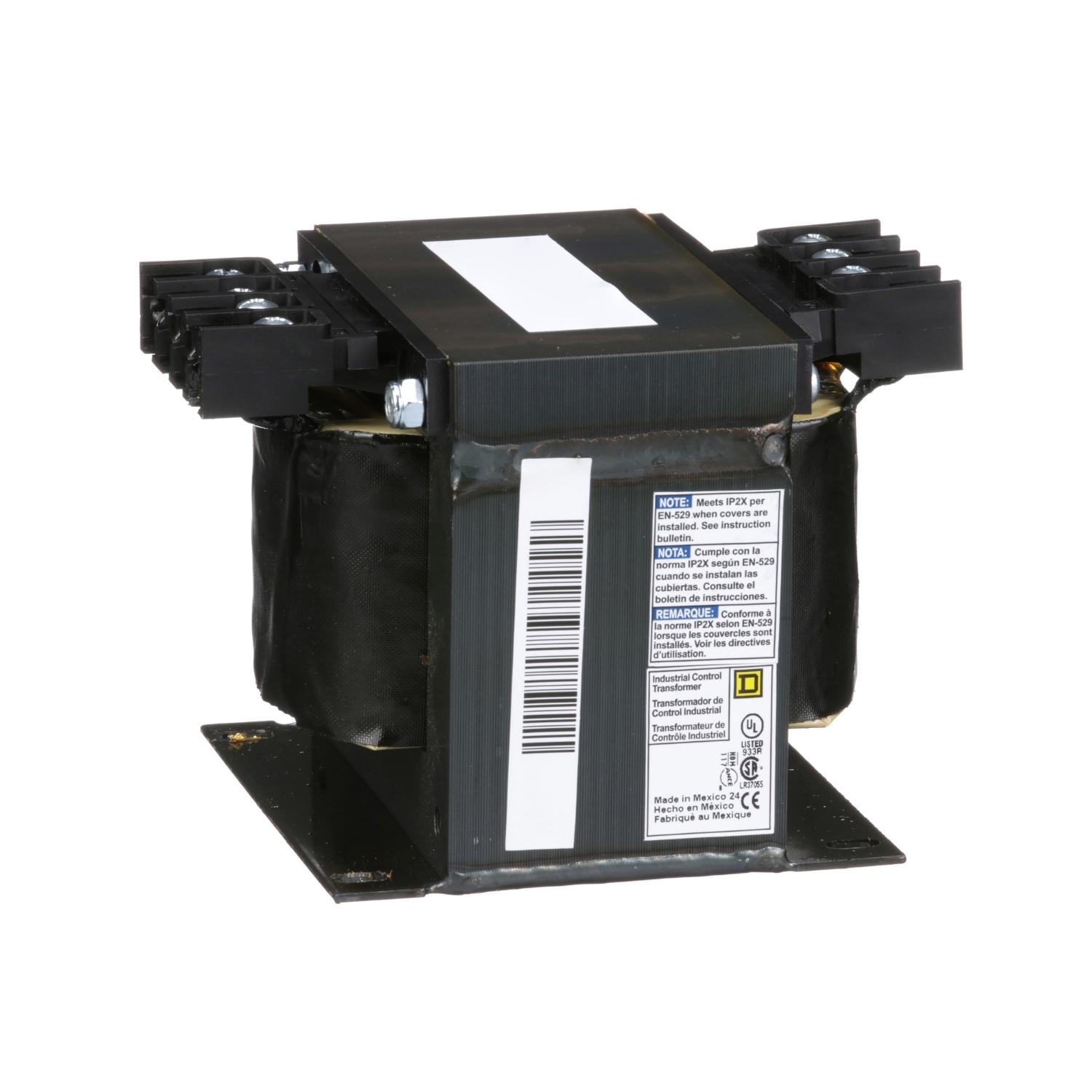 9070T350D20 Type T Industrial Control Transformer, 208/230/460 V AC Primary, 115 VAC Secondary, 350 VA Power Rating, 50/60 Hz, 1 Phase