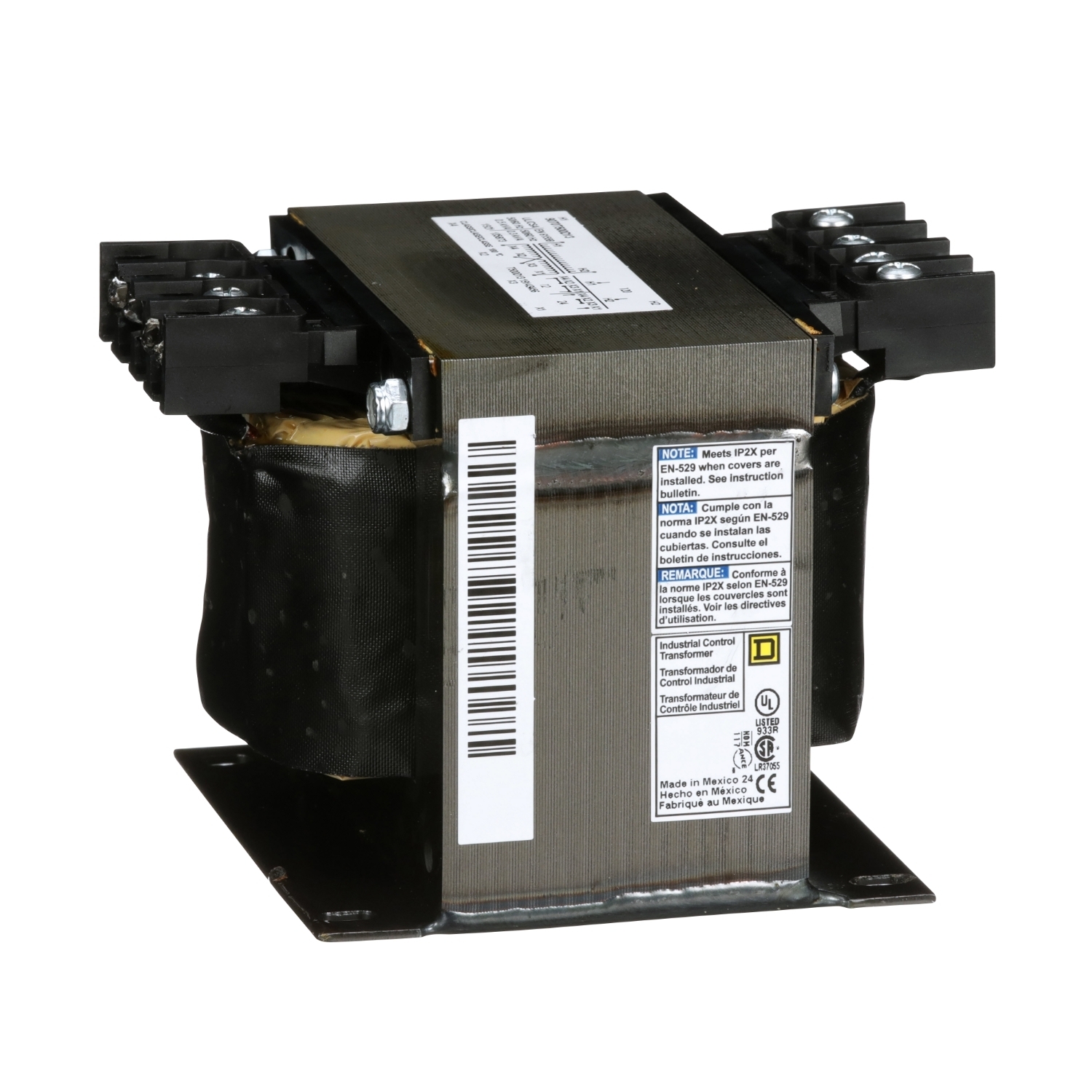 9070T500D13 Industrial Control Transformer, 120 V AC Primary, 12/24 VAC Secondary, 500 VA Power Rating, 50/60 Hz, 1 Phase