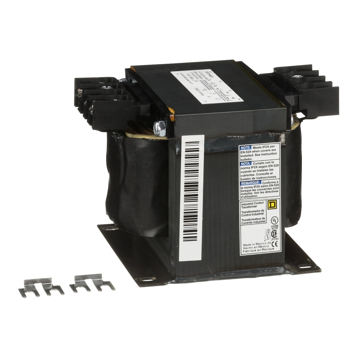 9070T500D2 Type T Industrial Control Transformer, 240/480 V AC Primary, 24 VAC Secondary, 500 VA Power Rating, 50/60 Hz, 1 Phase