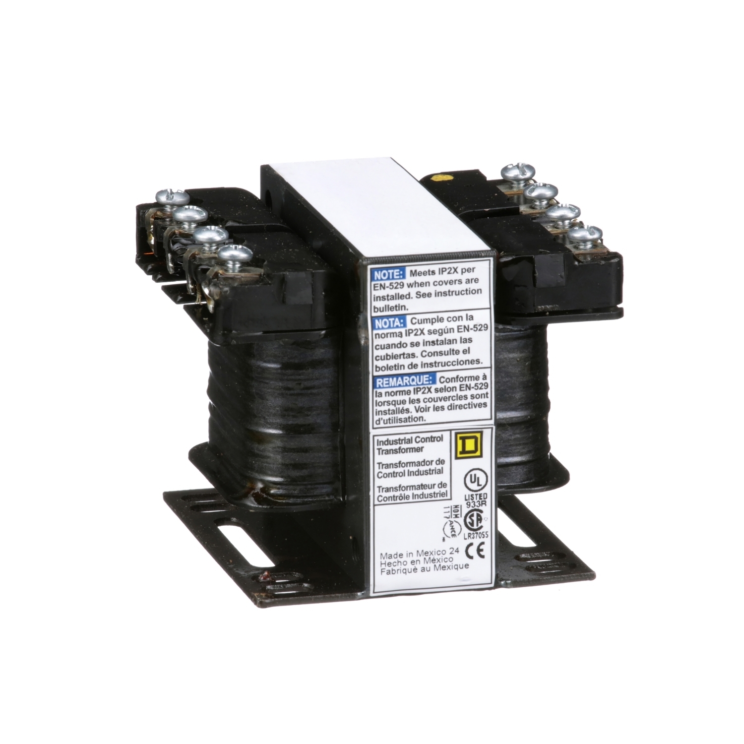9070T50D33 Type T Industrial Control Transformer, 380/400/415 V AC Primary, 115/230 VAC Secondary, 50 VA Power Rating, 50/60 Hz, 1 Phase