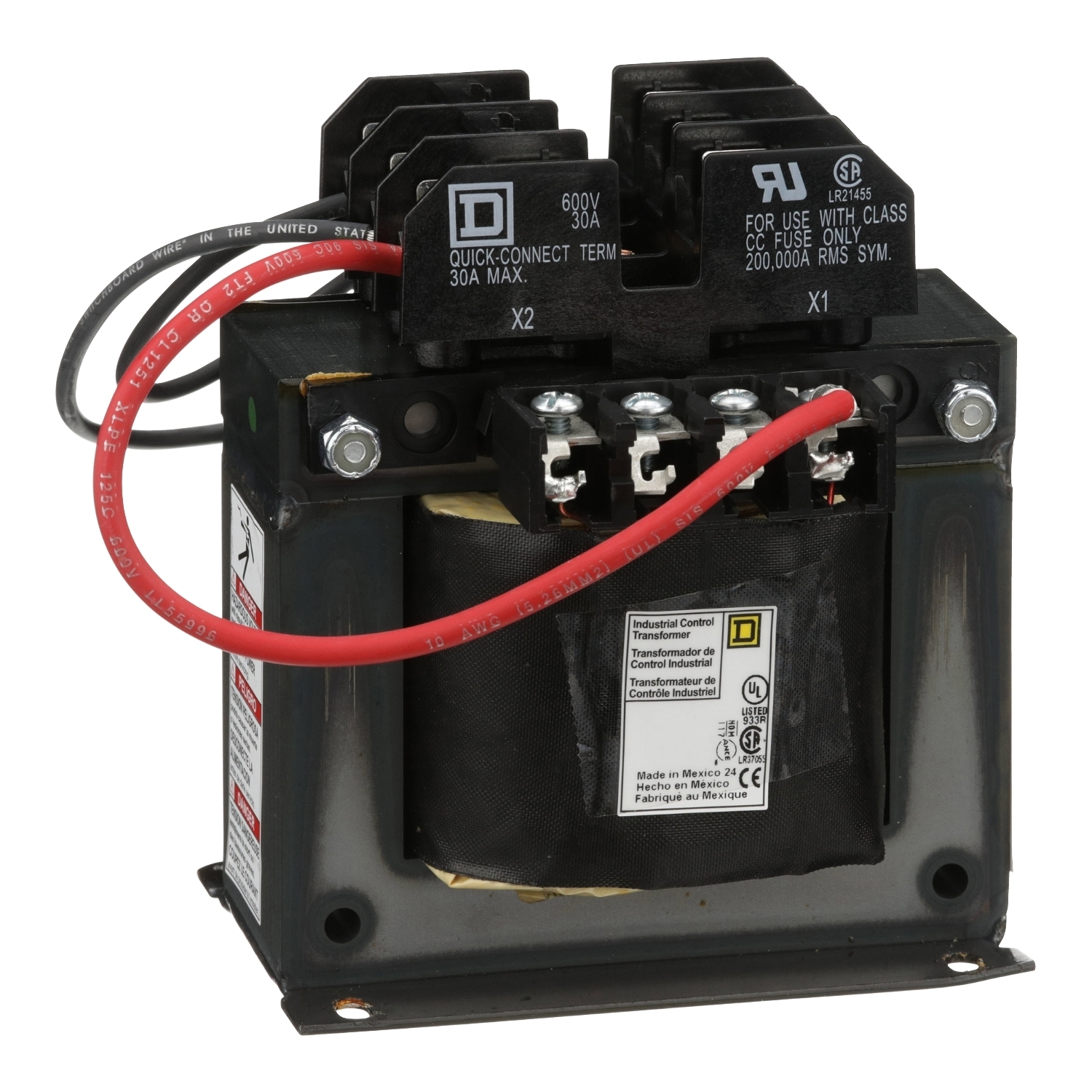 9070TF300D3 Type TF Industrial Control Transformer, 208 V AC Primary, 120 VAC Secondary, 300 VA Power Rating, 50/60 Hz, 1 Phase