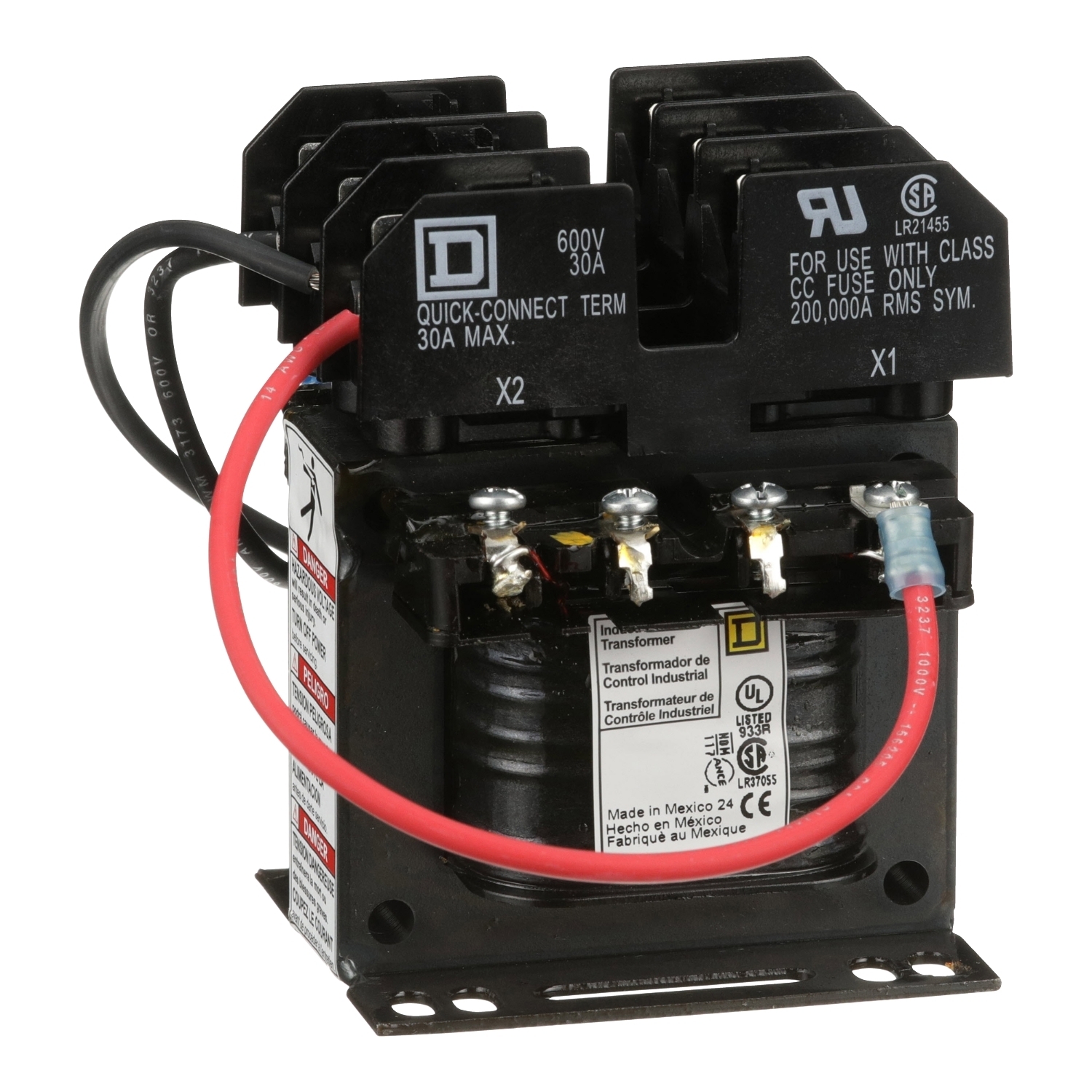9070TF50D2 Type TF Industrial Control Transformer, 240/480 V AC Primary, 24 VAC Secondary, 50 VA Power Rating, 50/60 Hz, 1 Phase