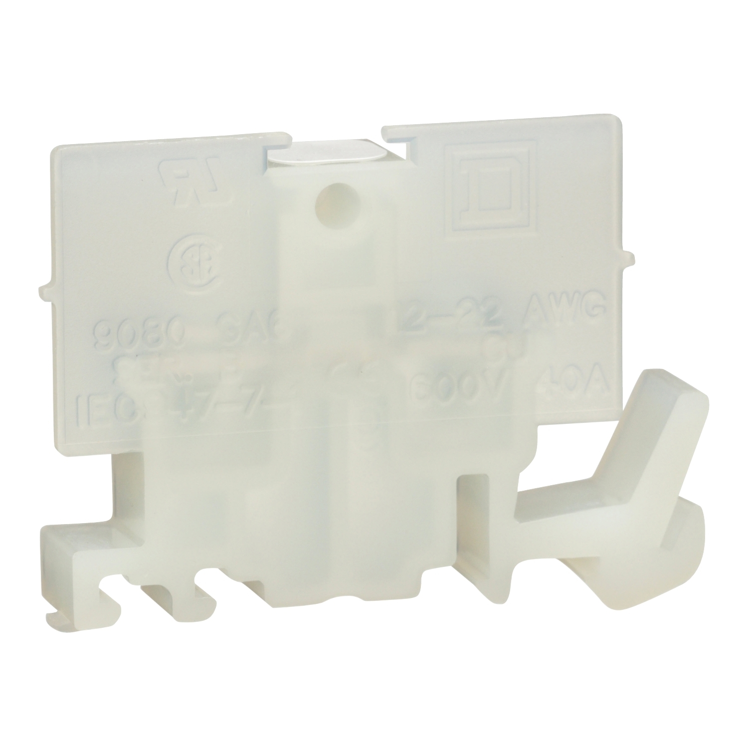 9080GA6 9080G Standard Terminal Block, 600 V AC/DC, 40 A, 22 to 12 AWG Cu Wire, 1 Poles, DIN Rail Mounting